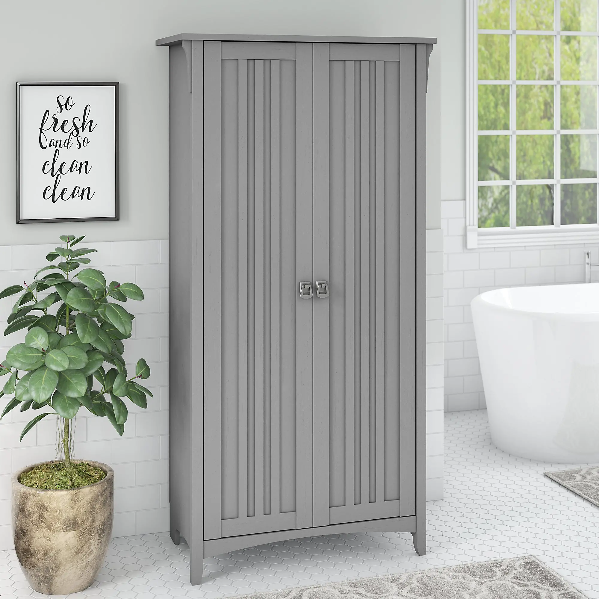 SAS332CG-03 Salinas Gray Tall Storage Cabinet - Bush Furniture-5