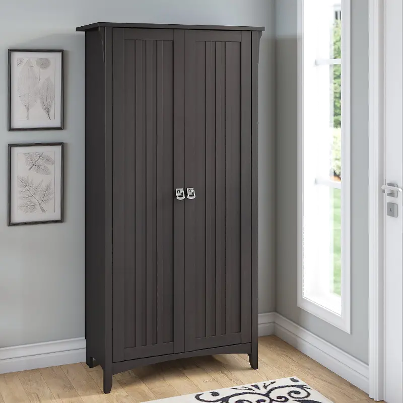 Salinas Vintage Black Tall Storage Cabinet with Doors - Bush Furniture