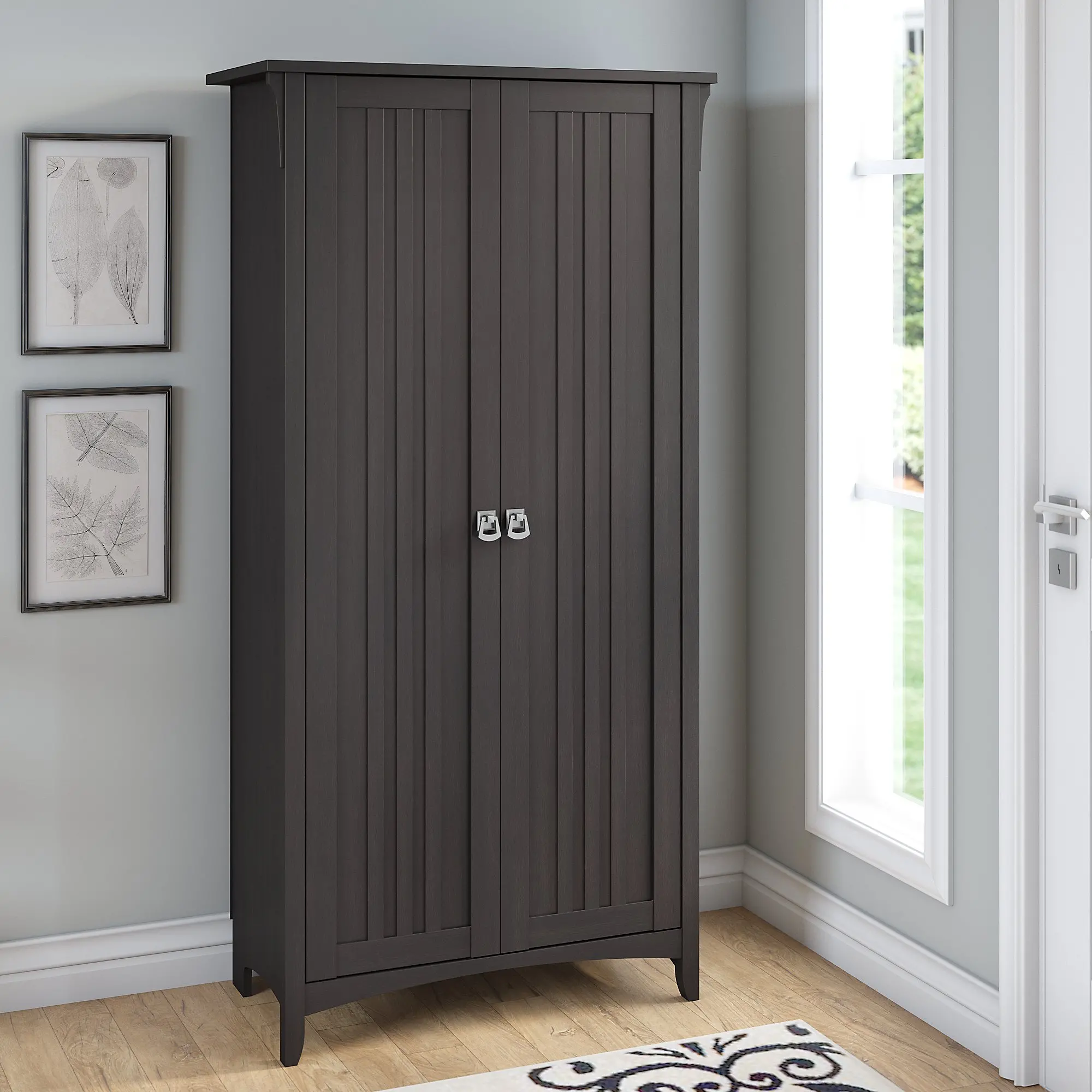 SAS332VB-03 Salinas Vintage Black Tall Storage Cabinet with Doors-2