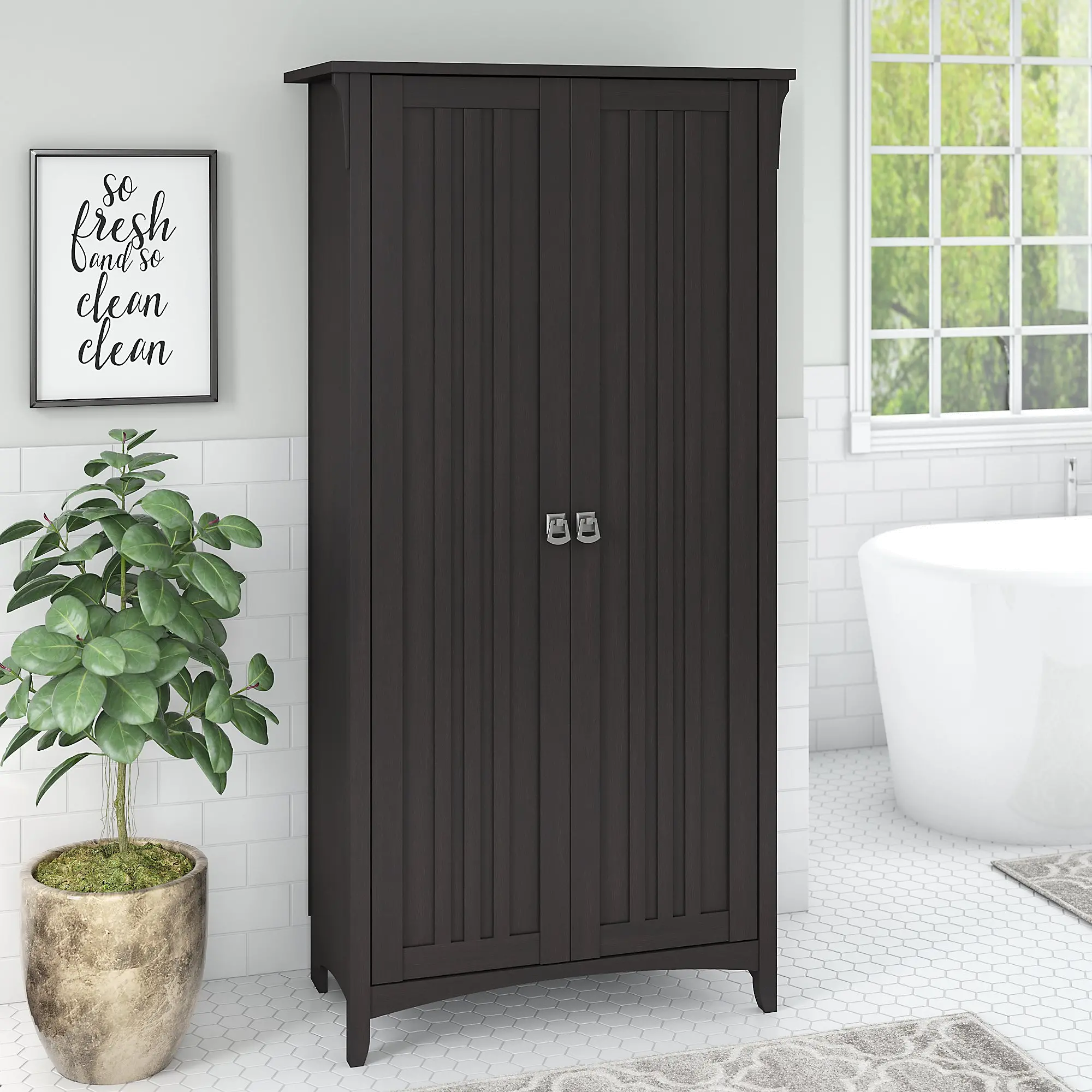 SAS332VB-03 Salinas Vintage Black Tall Storage Cabinet with Doors-3