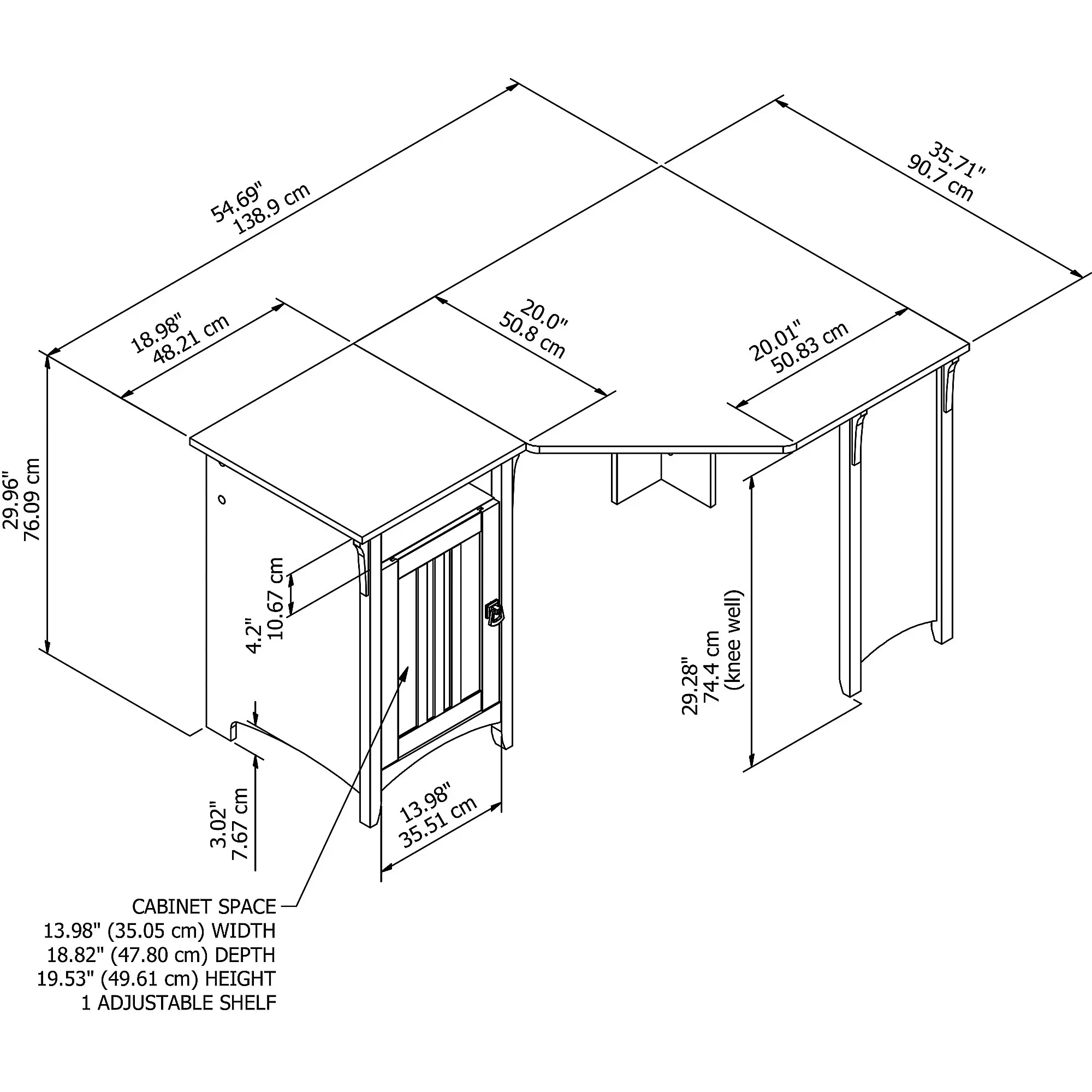 SAD155CG-03 Salinas Cape Cod Gray Corner Pedestal Desk-3
