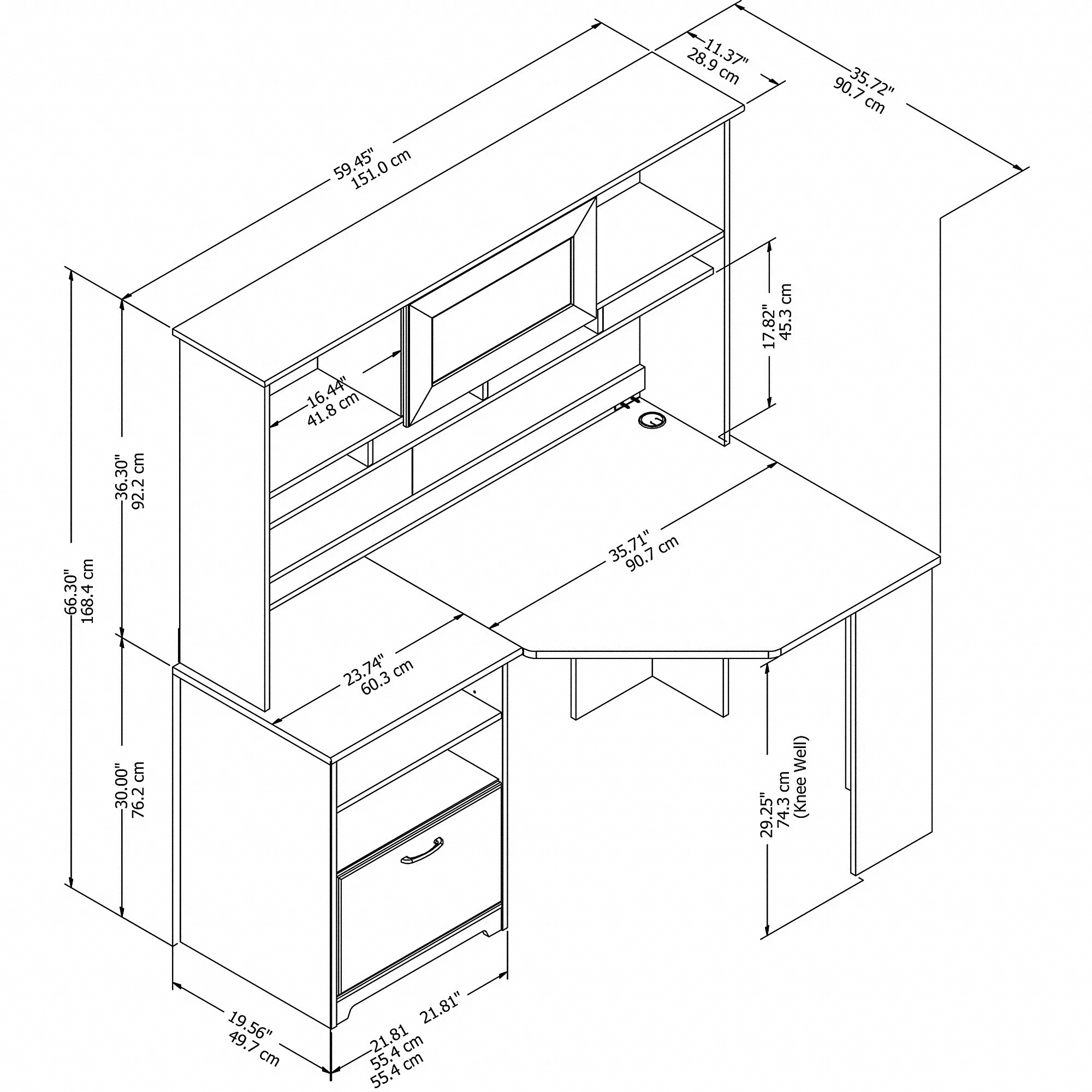CAB008WHN Cabot White Corner Desk with Hutch - Bush Furniture-6