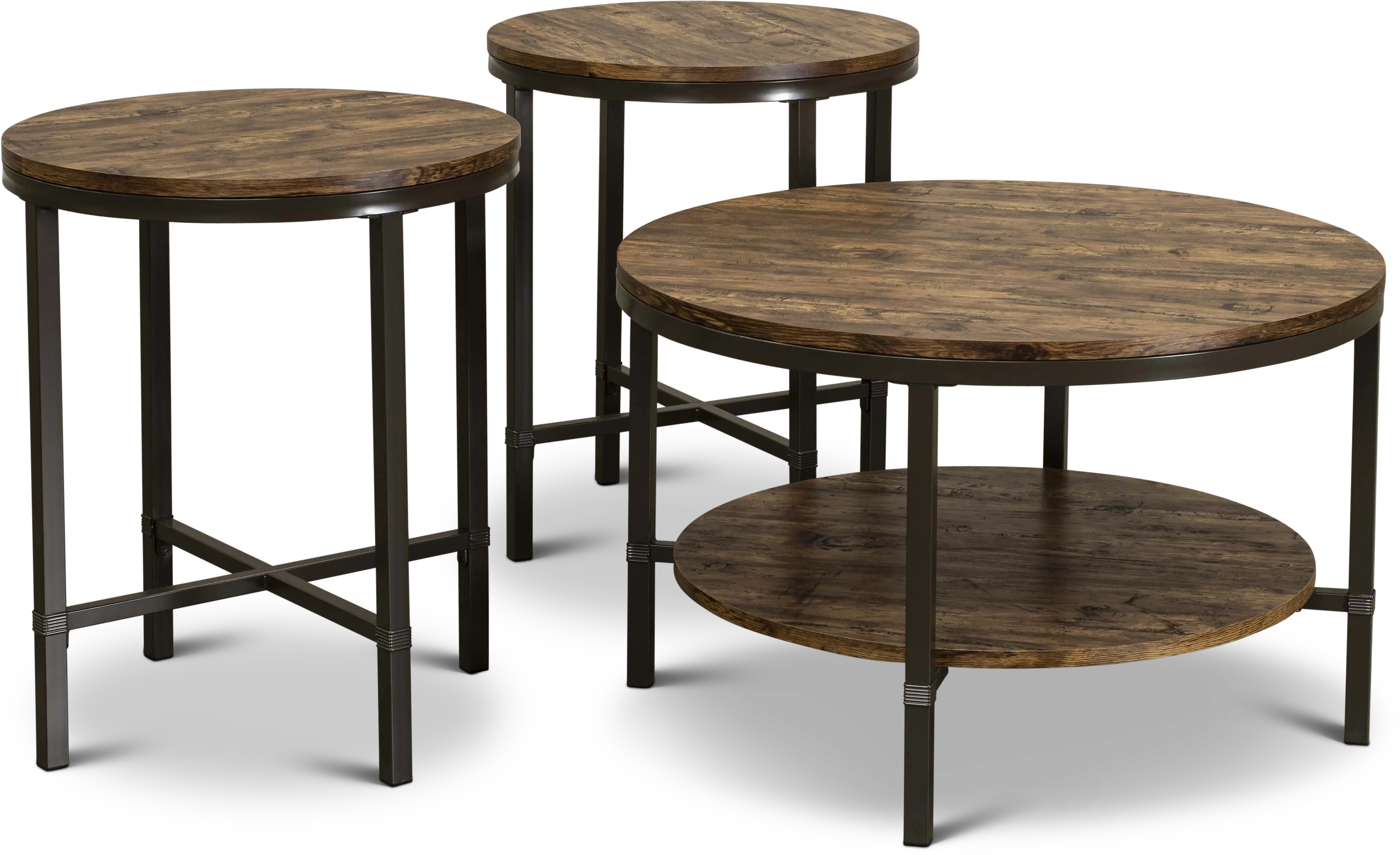 Sedona Rustic Oak Table, Set of 3-1