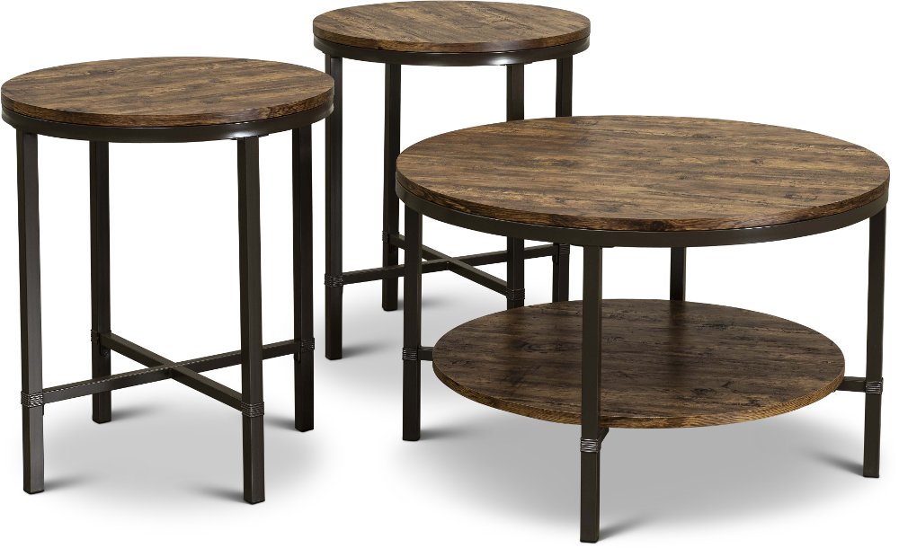 Sedona Rustic Oak Table Set of 3