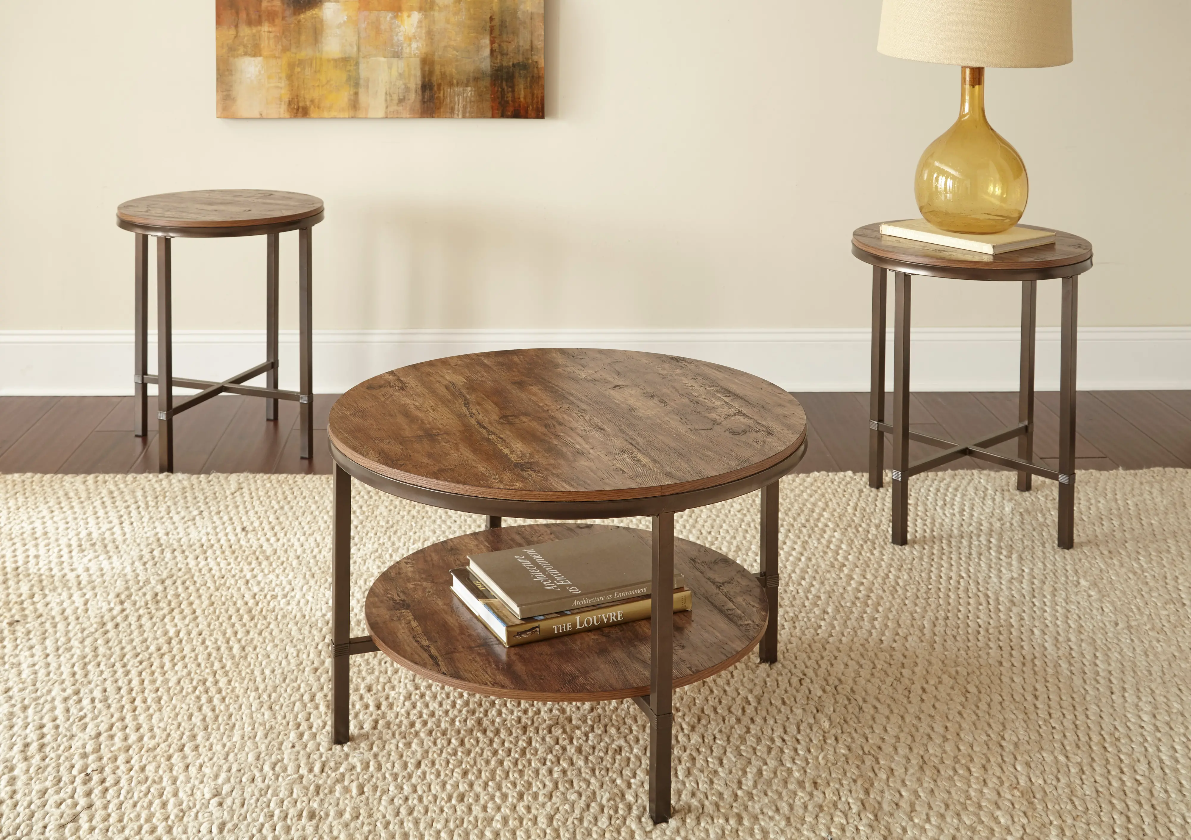 Sedona Rustic Oak Table, Set of 3-2