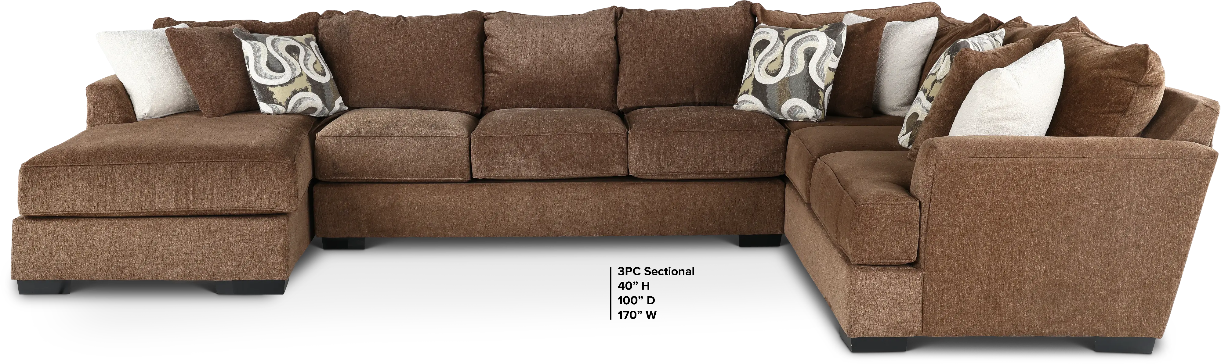 3PC/TRQLTY2/CHOC/OP1 Tranquility Brown 3 Piece Sectional-3