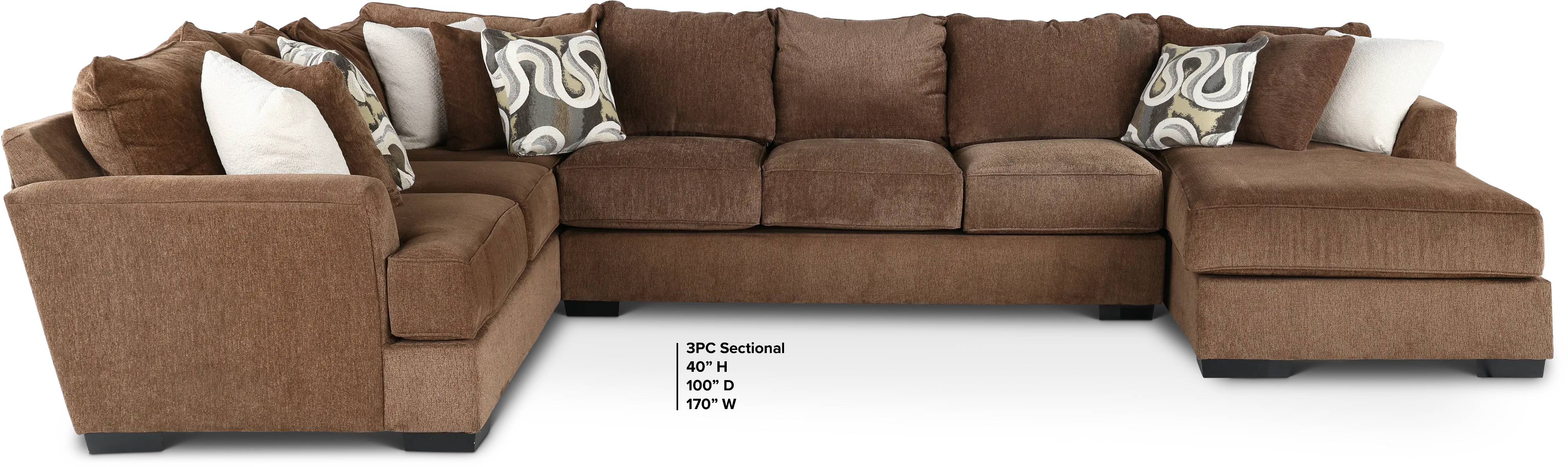 3PC/TRQLTY2/CHOC/OP2 Tranquility Brown 3 Piece Sectional-3