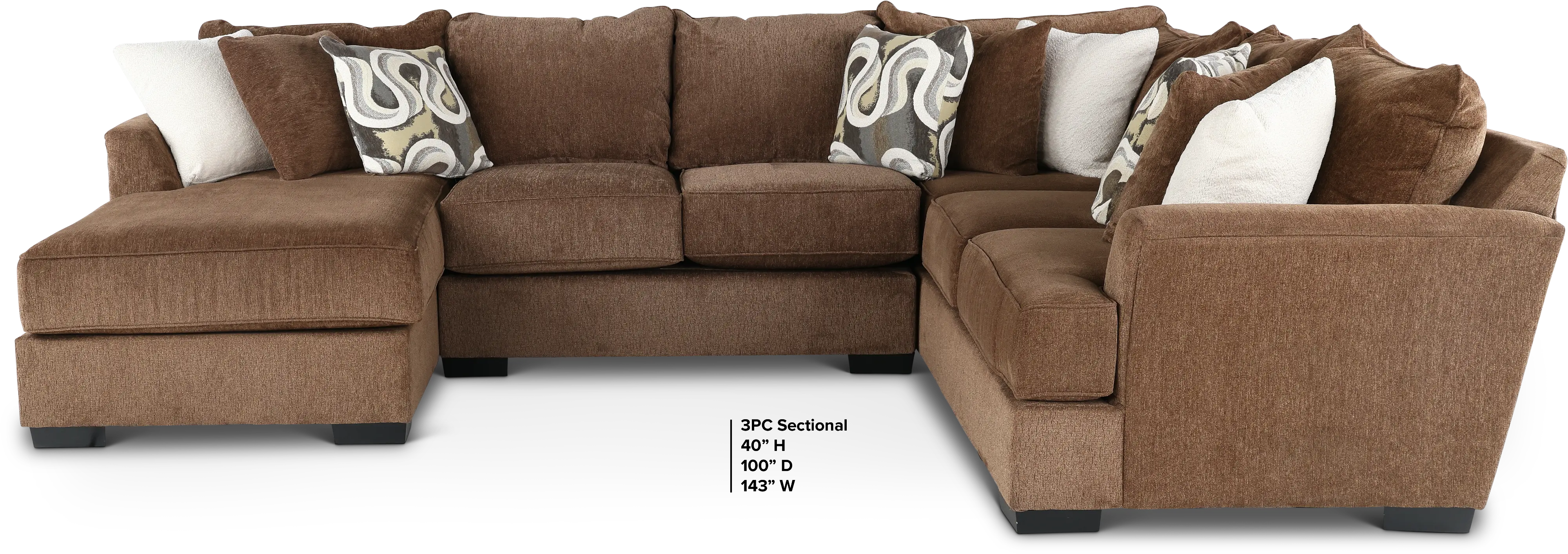 3PC/TRQLTY2/CHOC/OP3 Tranquility Brown 3 Piece Sectional-2
