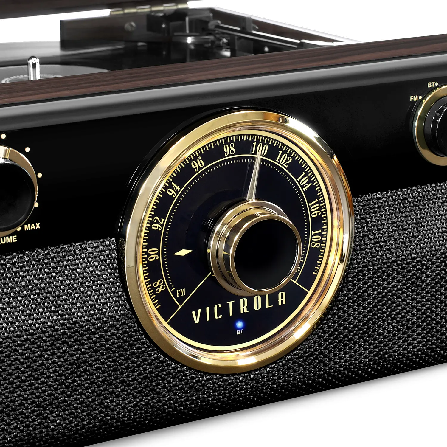 Victrola Wood Mid Century Bluetooth Record Player with Radio-3
