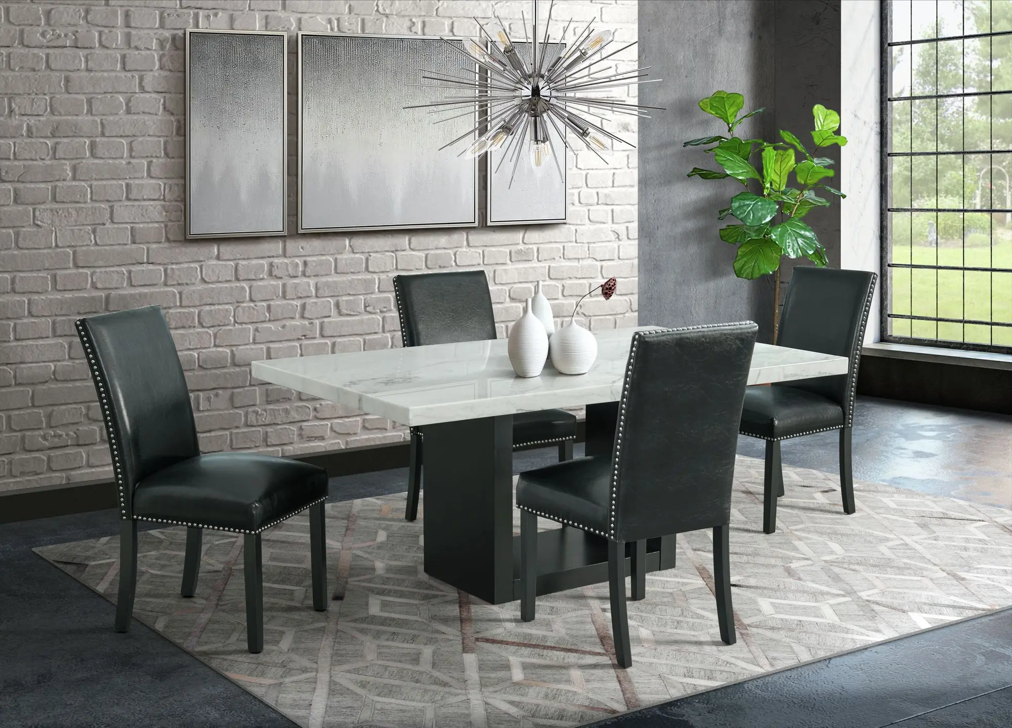 Valentino Marble and Black Dining Room Table-11