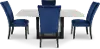 Valentino Marble 5 Piece Dining Set with Blue Velvet Chairs