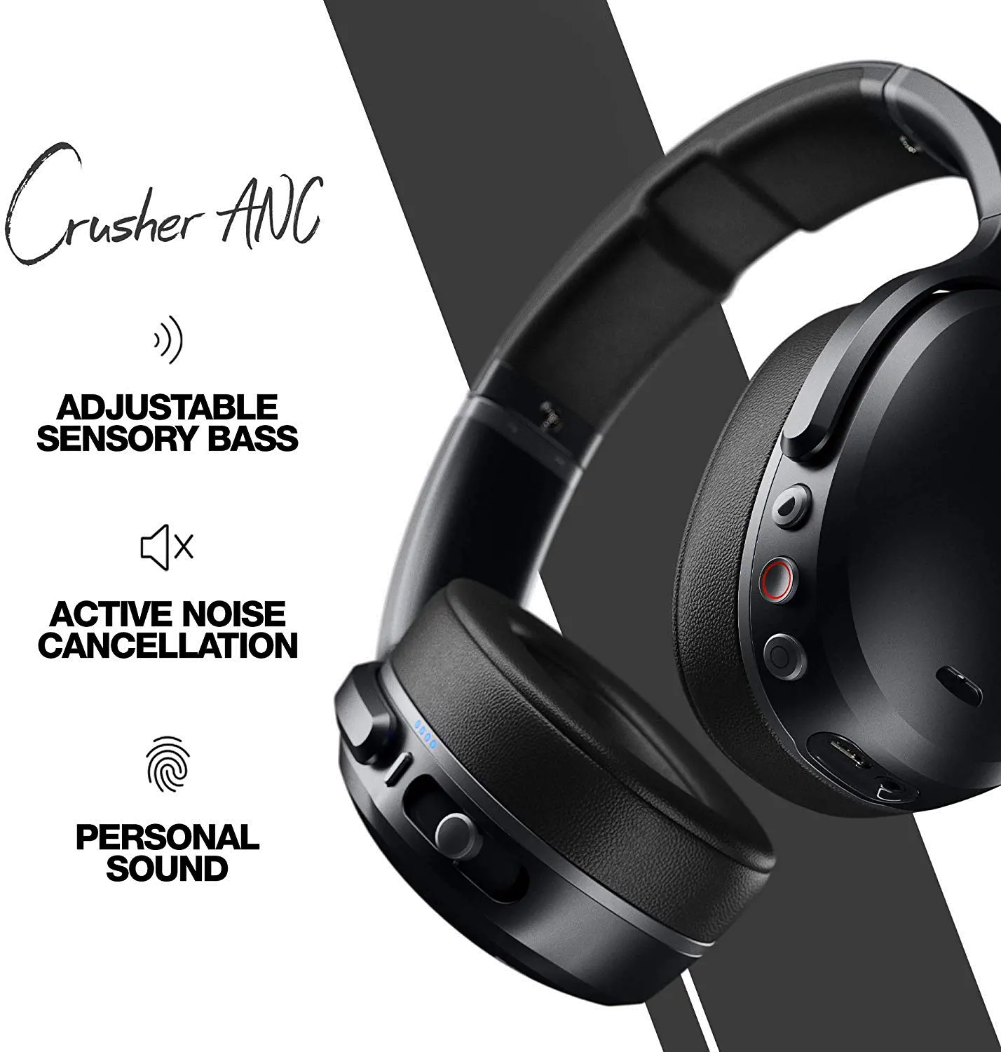 S6CPW-M448,BLK,CRUSH Skullcandy Crusher ANC Personalized Noise Canceling Wireless Headphone - Black-2