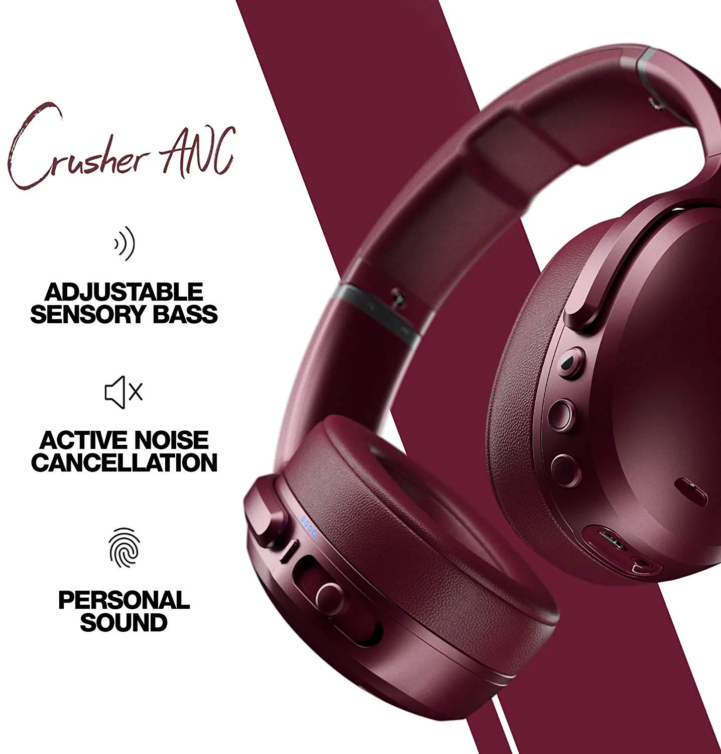 S6CPW-M685,MOAB,CRSH Skullcandy Crusher ANC Personalized Noise Canceling Wireless Headphone - Moab Red-2