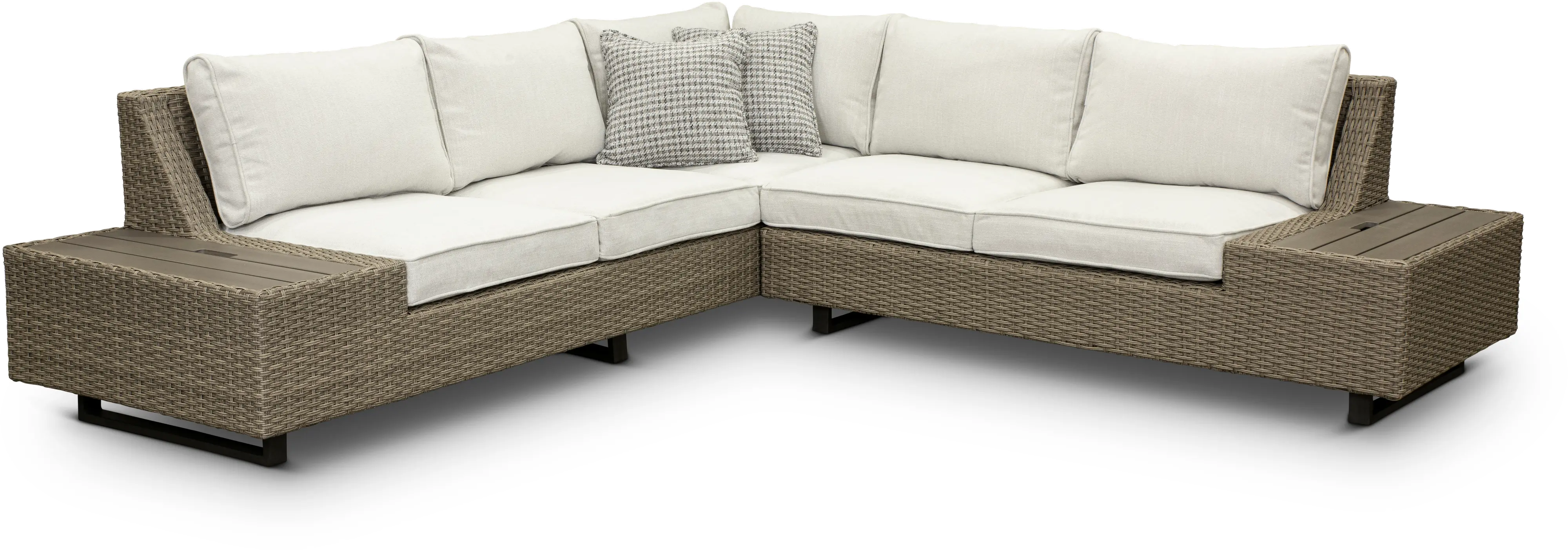 Vale Taupe Left Facing Patio Sectional with Storage Table-1