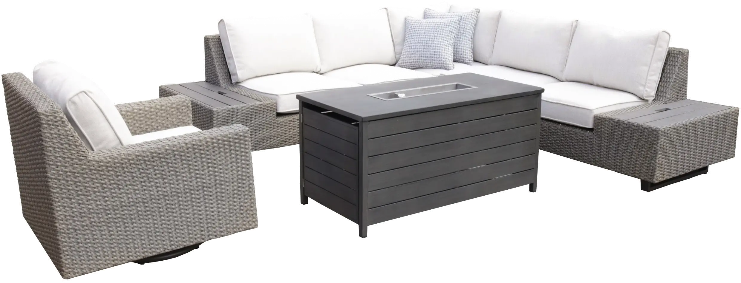 Vale Taupe Left Facing Patio Sectional with Storage Table-5