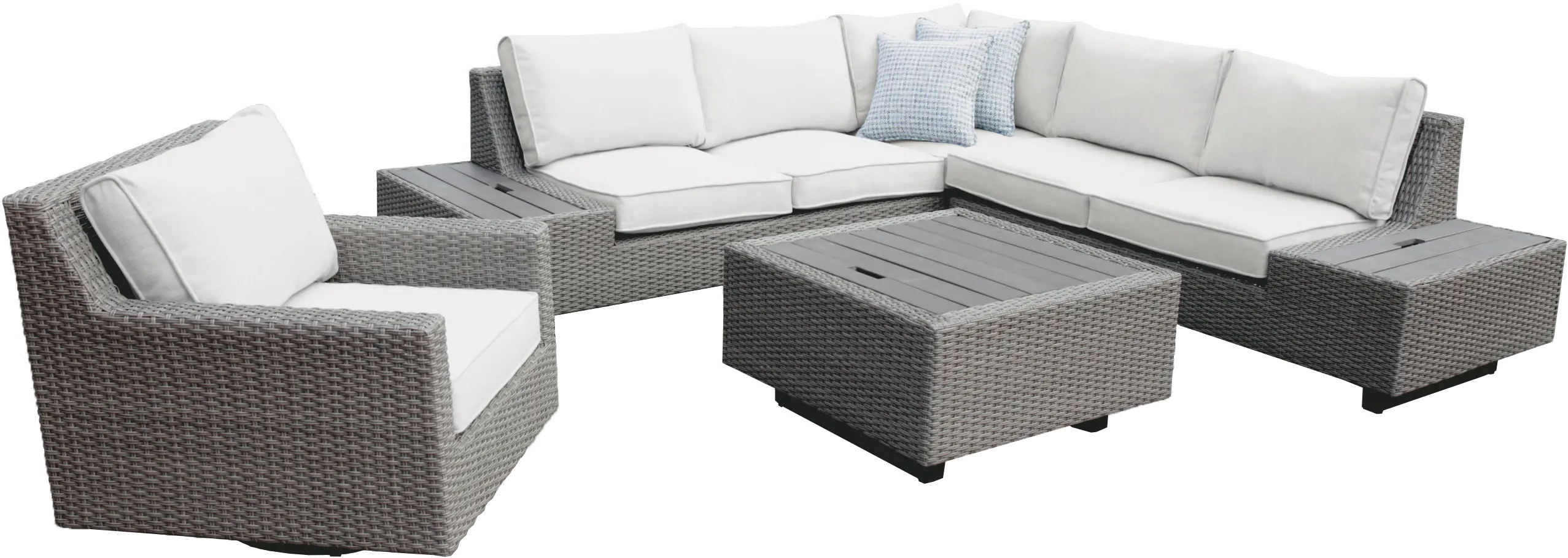 Vale Taupe Left Facing Patio Sectional with Storage Table-7