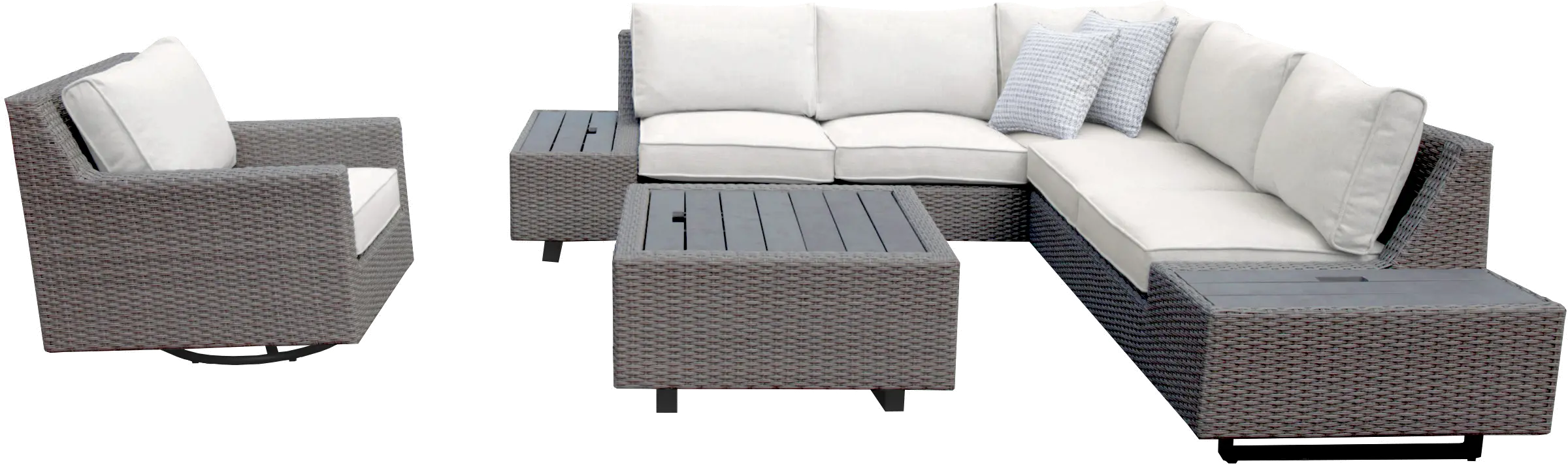 Vale Taupe Left Facing Patio Sectional with Storage Table-3