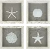 White Coastal Wall Art with White Washed Frame - Set of 4