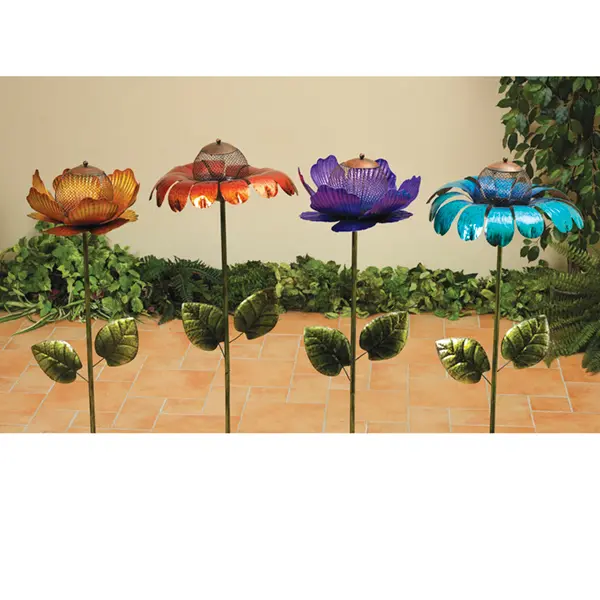 Assorted Multi Color Metal Mesh Flower Bird Feeder-1