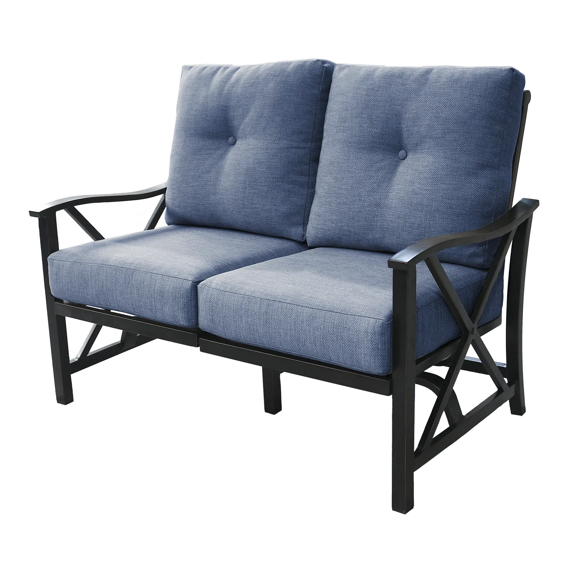 Denison Blue Rocking Patio Loveseat-9