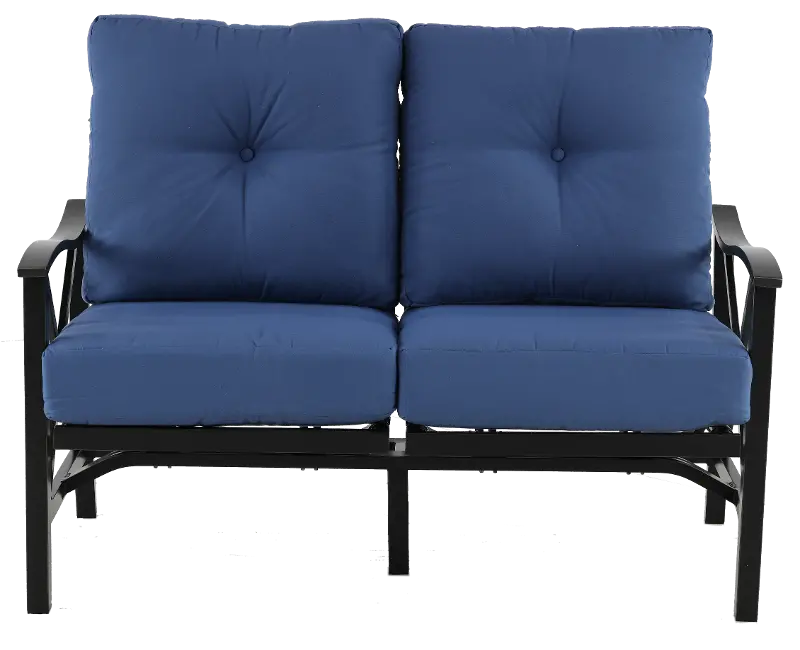 Denison Blue Rocking Patio Loveseat