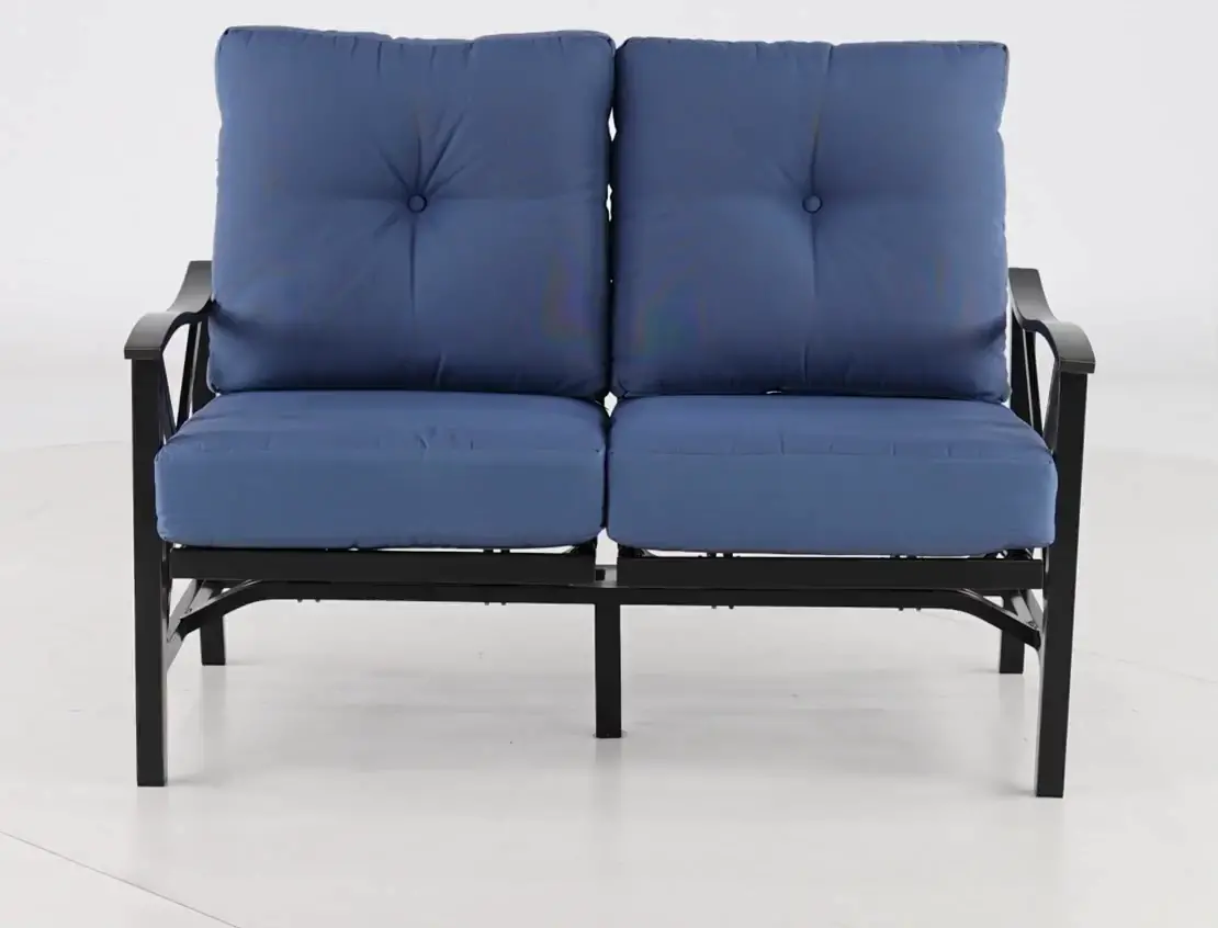 Denison Blue Rocking Patio Loveseat-4