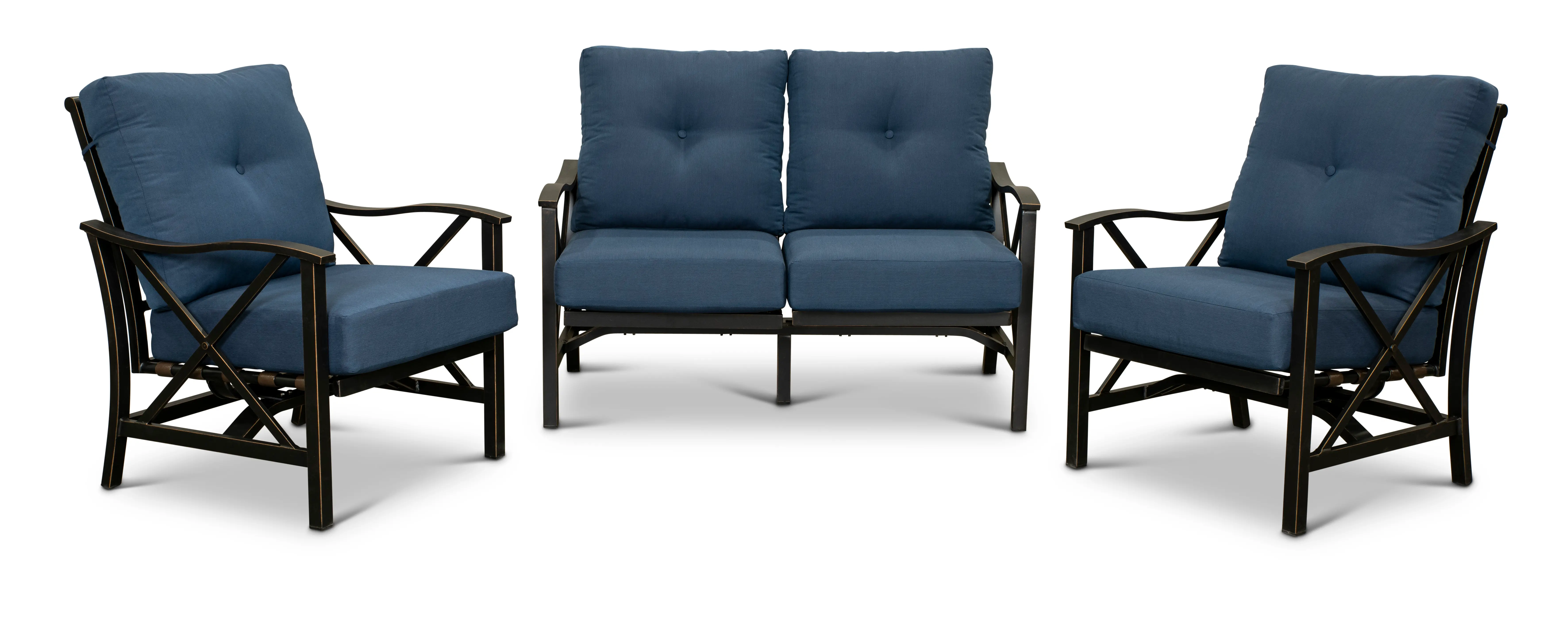 Denison 3 Piece Blue Patio Seating Set-1