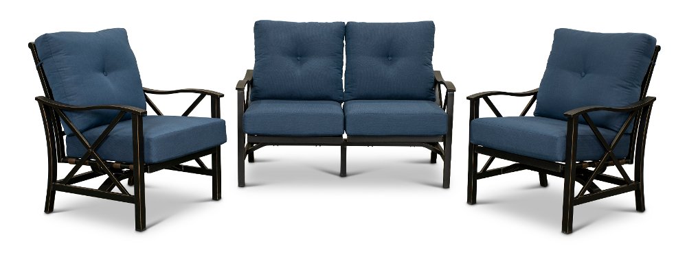 Denison 3 Piece Blue Patio Seating Set