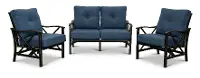 Denison 3 Piece Blue Patio Seating Set