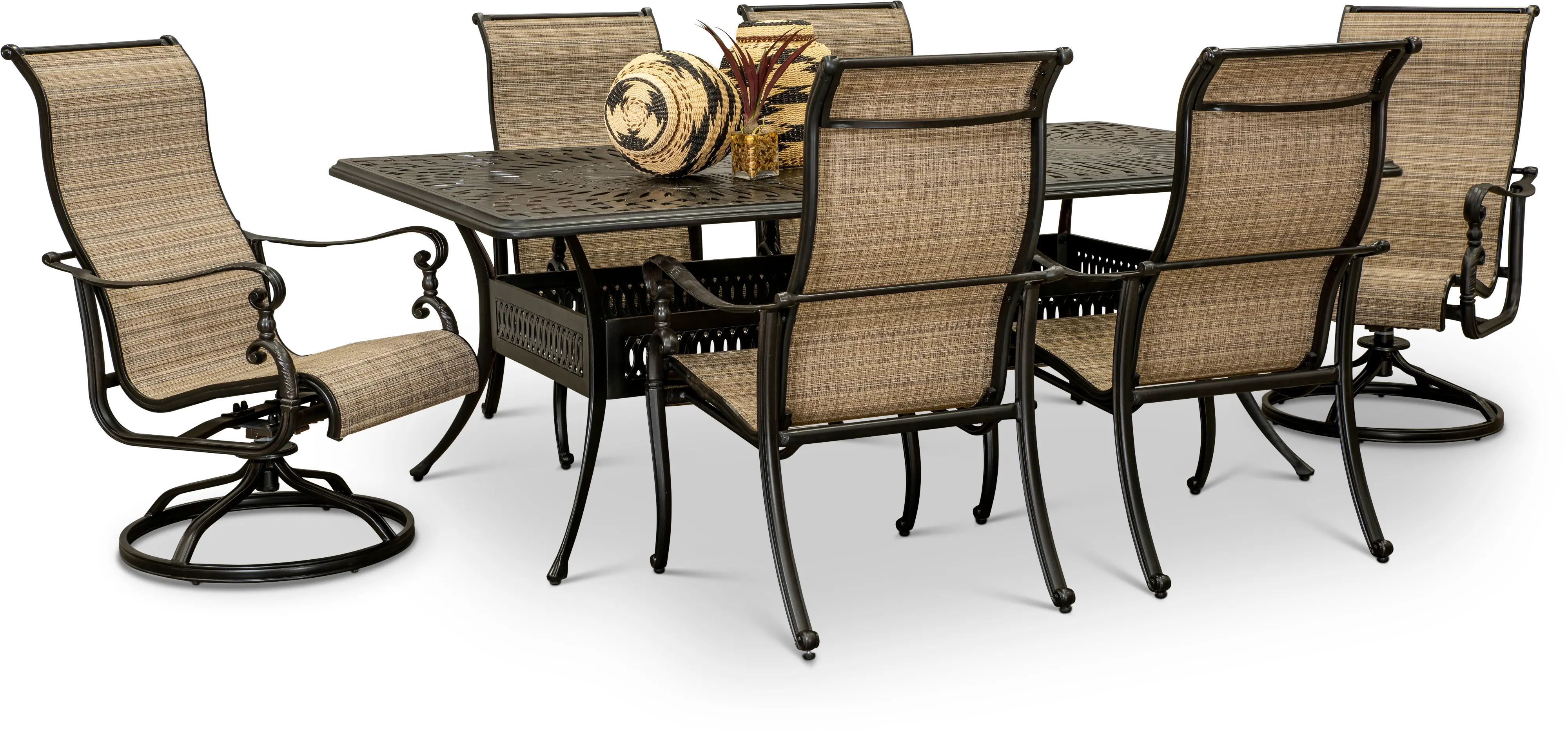 Montreal Traditional Metal 7 Piece Patio Table Set-1