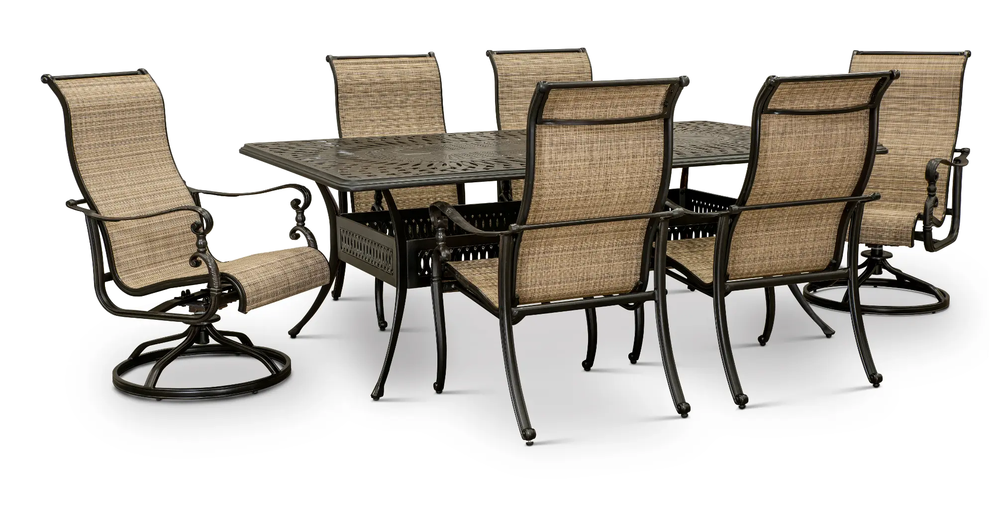 Montreal Traditional Metal 7 Piece Patio Table Set-2