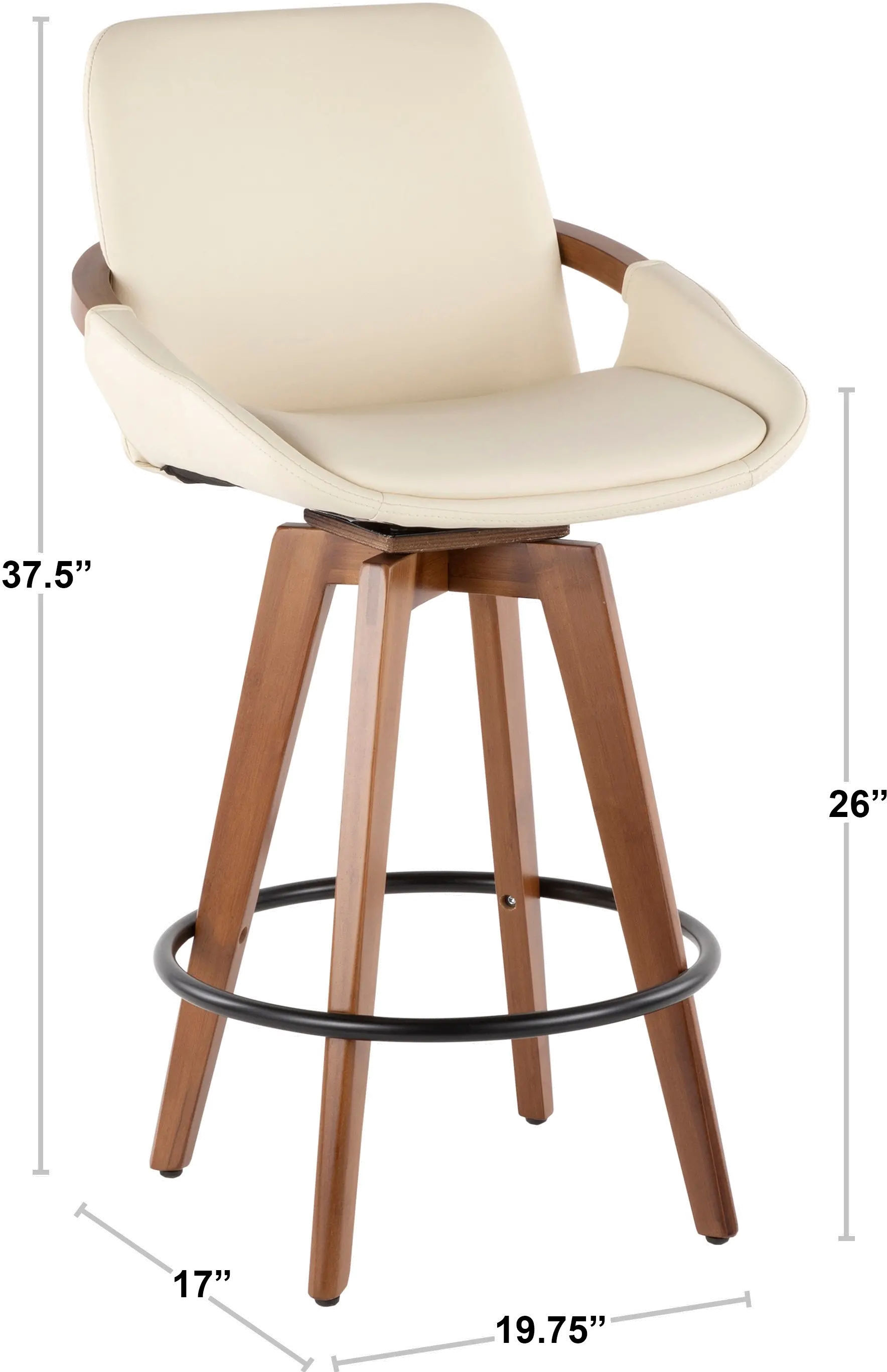 B26-COSMO WL+BK Cosmo Black and Brown Counter Height Stool-9