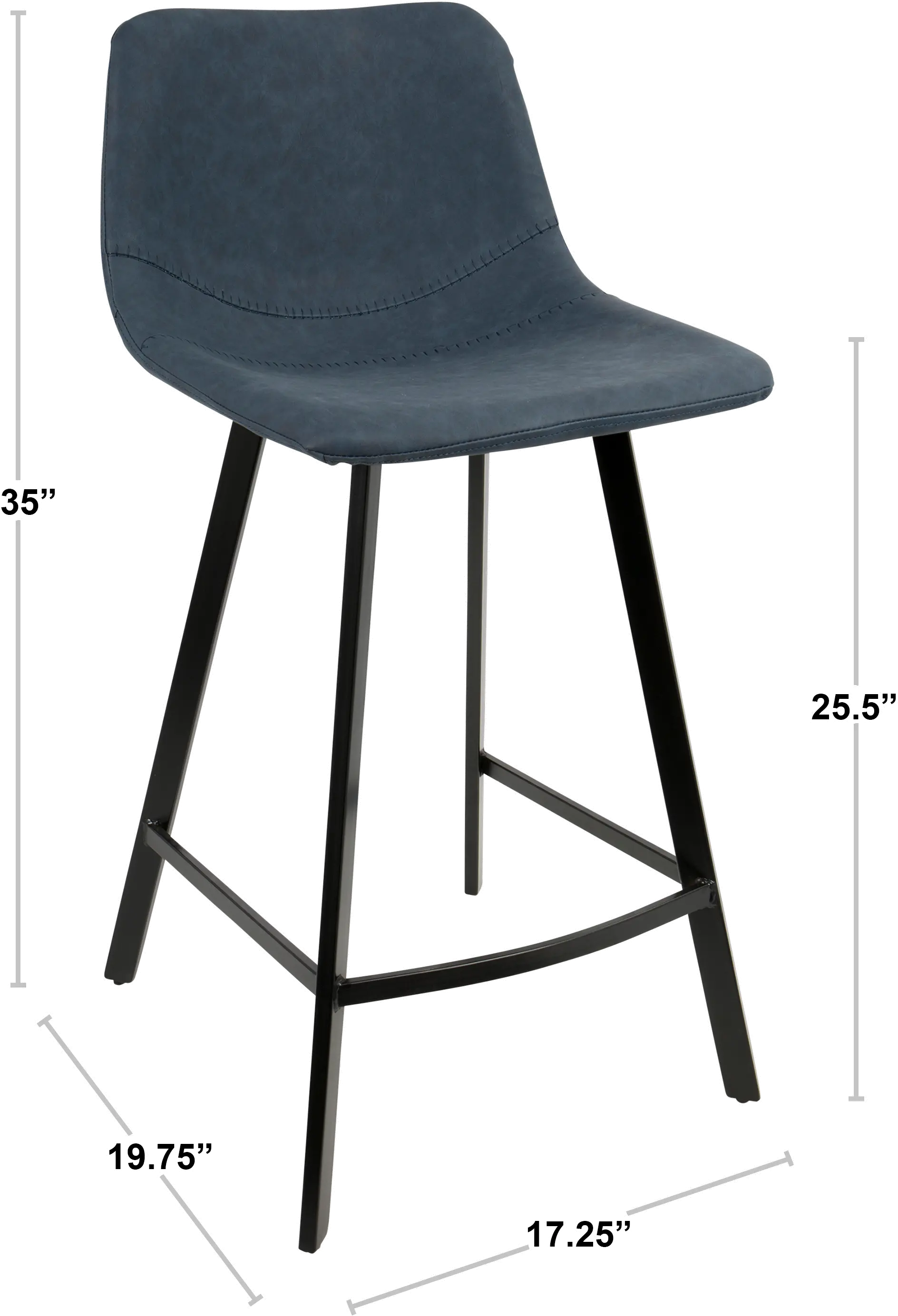CS-OUTLW BK+BU2 Outlaw Blue Counter Height Stool, Set of 2-7