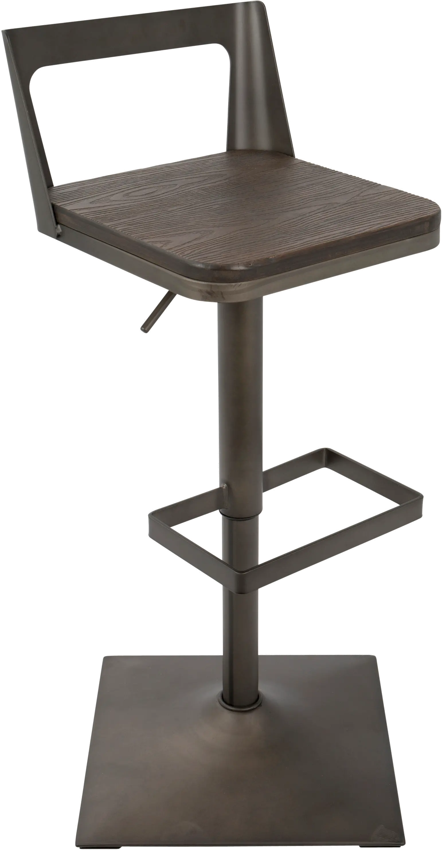 BS-SAMR AN+ESP Samurai Antique Metal and Brown Adjustable Bar Stool-1