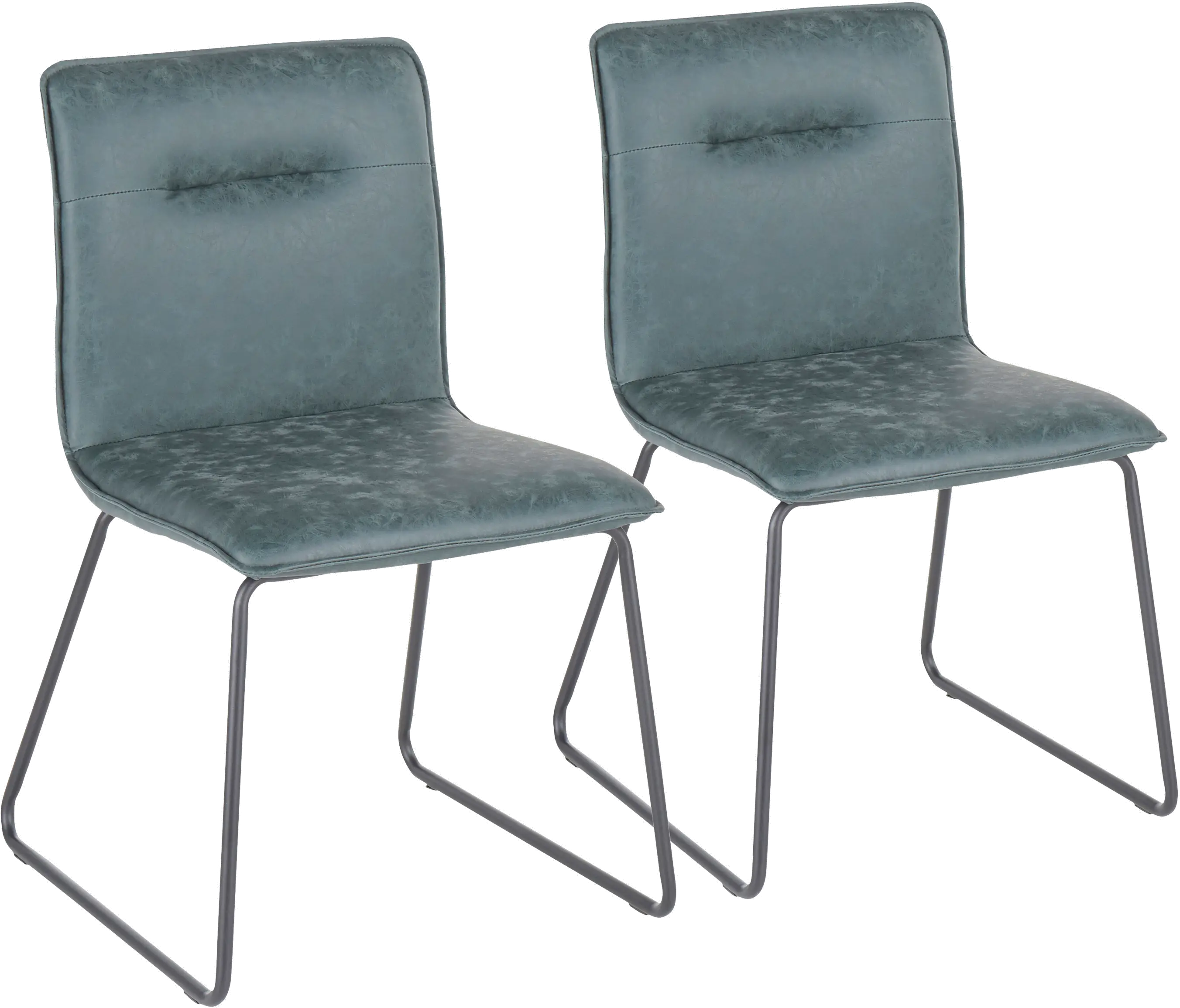 CH-CASPER BKGN2 Casper Green Faux Leather Dining Room Chair (Set of 2)-1