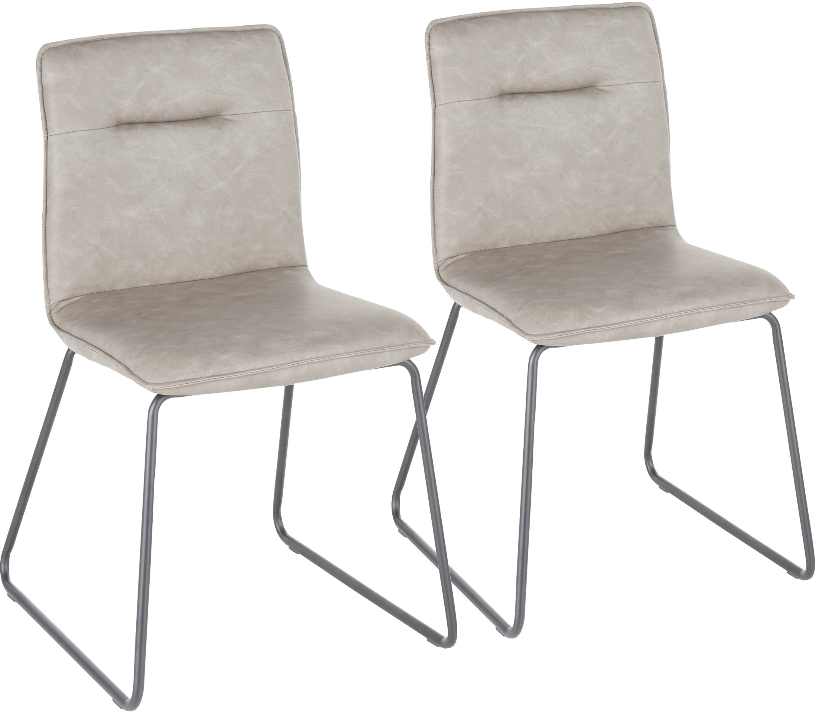CH-CASPER BKGY2 Casper Gray Faux Leather Dining Room Chair (Set of 2)-1