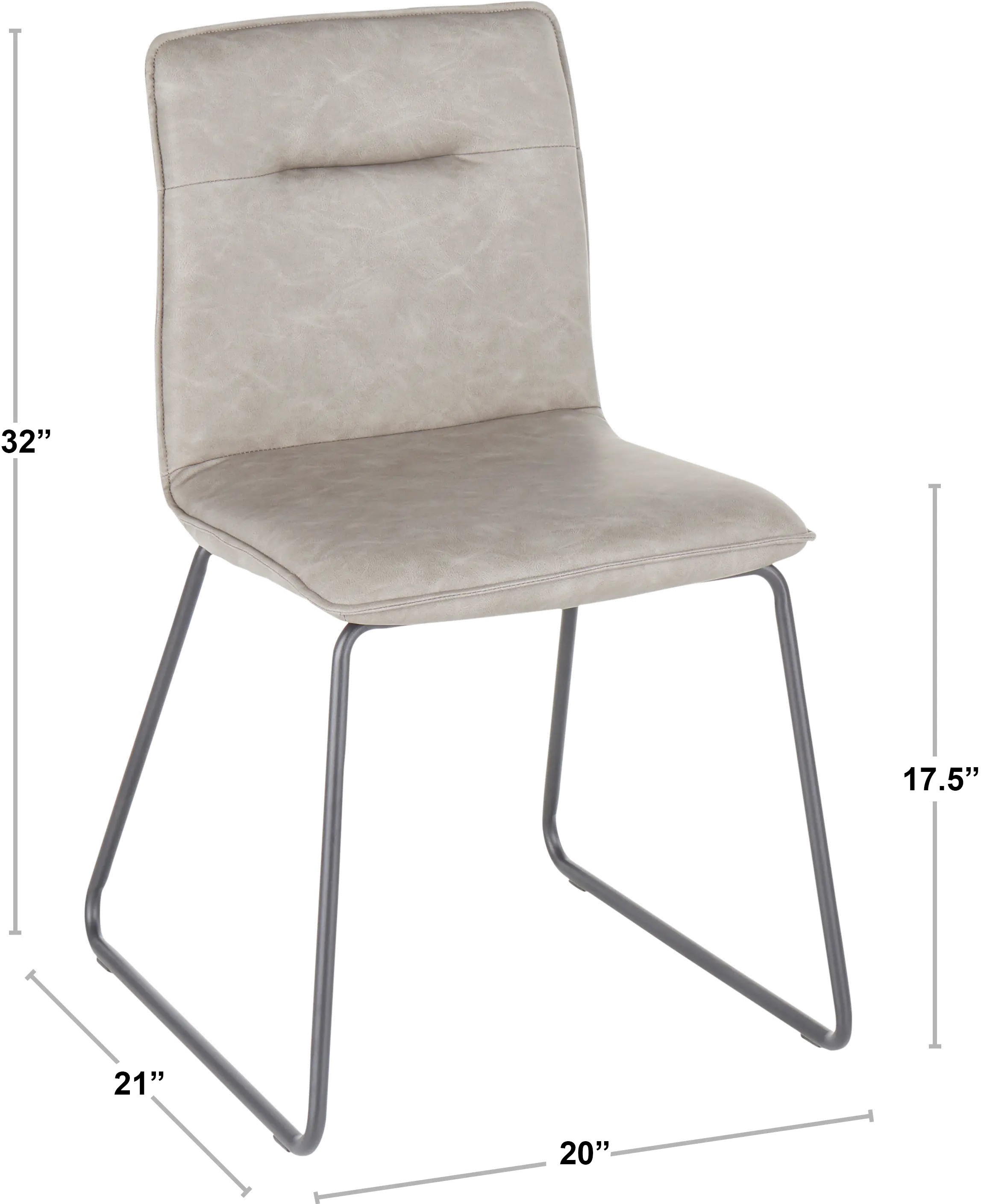 CH-CASPER BKGY2 Casper Gray Faux Leather Dining Room Chair (Set of 2)-7