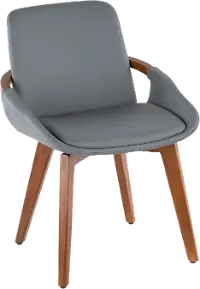 CH-COSMO WL+GY Cosmo Gray Faux Leather Dining Arm Chair