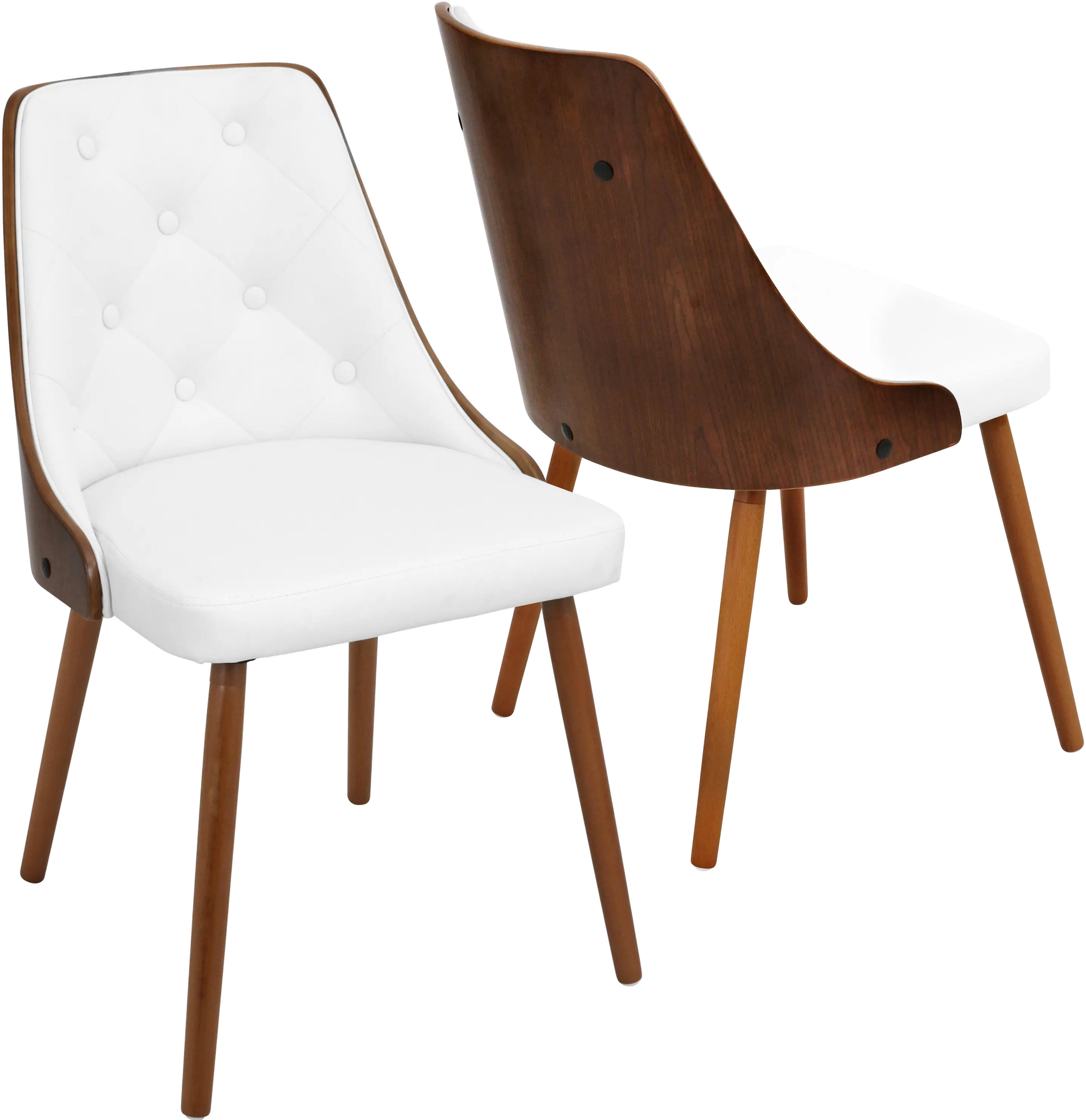 CH-JY-GNN WL+W Mid Century White and Brown Faux Leather Dining Room Chair - Gianna-1
