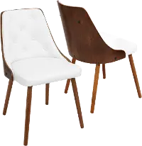 CH-JY-GNN WL+W Mid Century White and Brown Faux Leather Dining Room Chair - Gianna