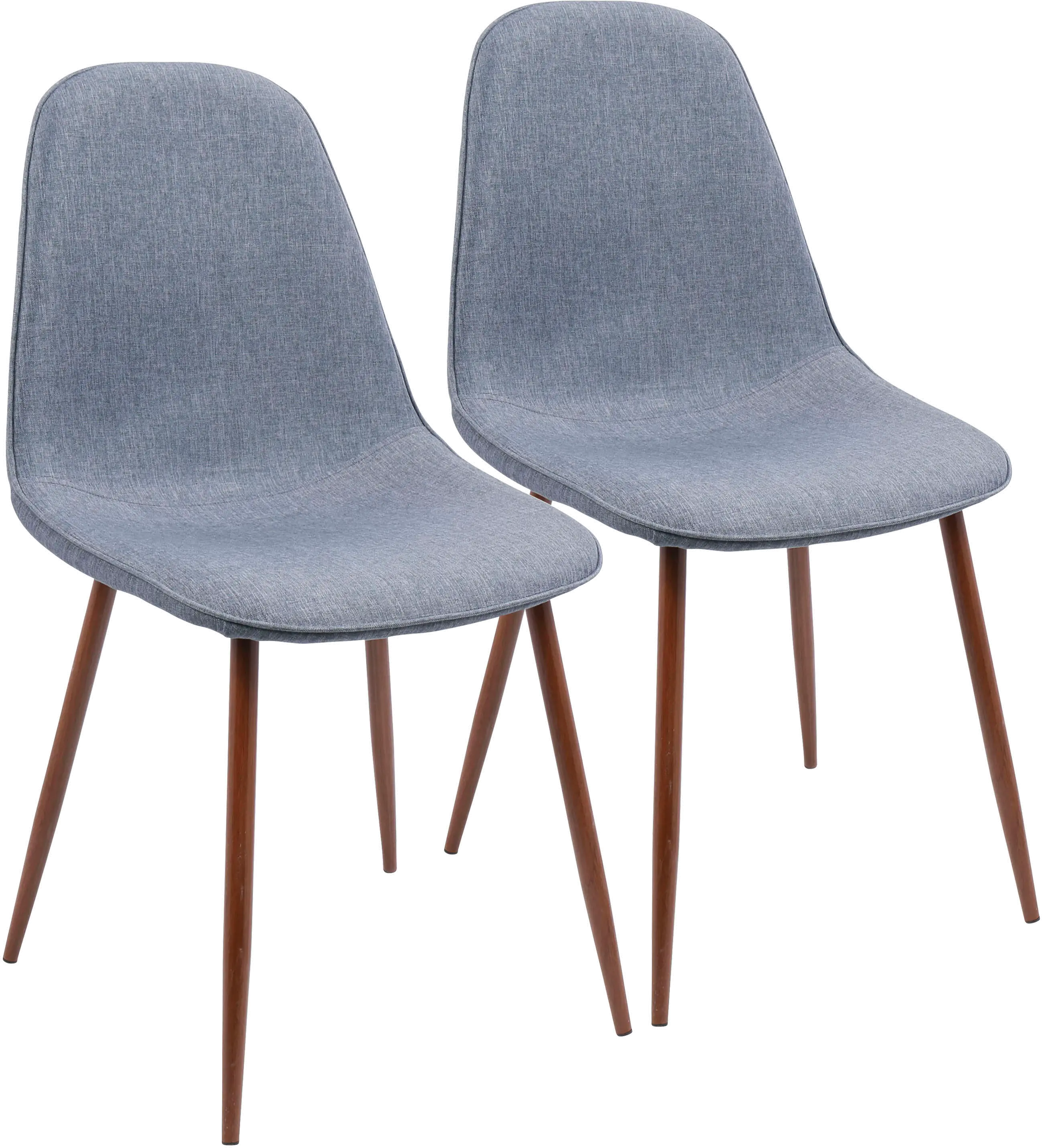 CH-PEB WL+BU2 Mid Century Blue Dining Room Chair (Set of 2) - Pebble-1