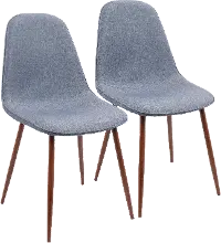 CH-PEB WL+BU2 Mid Century Blue Dining Room Chair (Set of 2) - Pebble