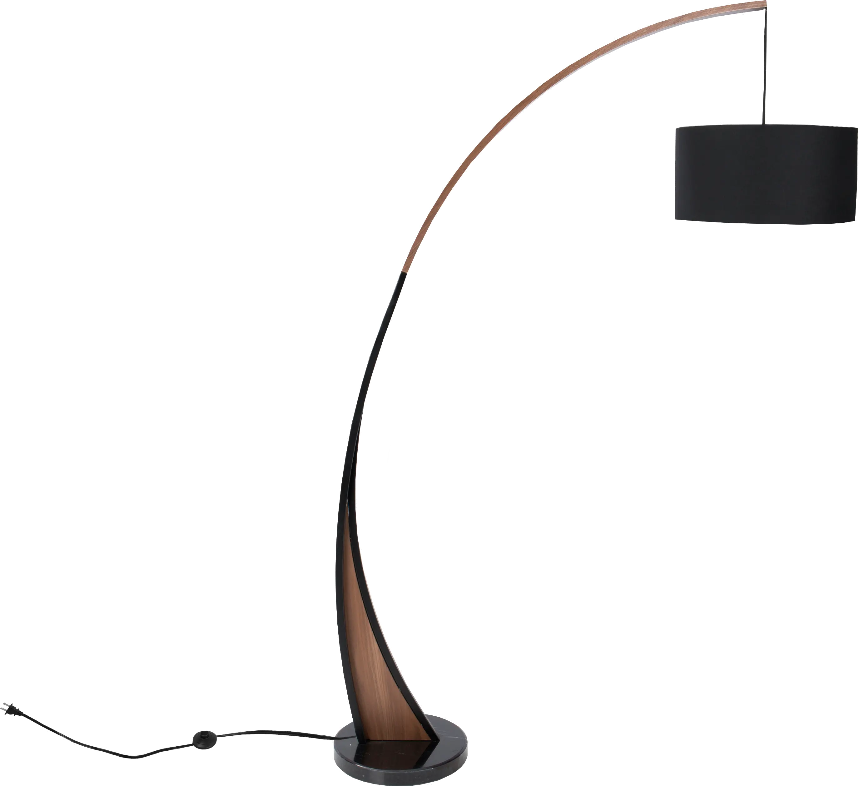 LS-NOAHFL WL+BK Noah Mid Century Modern Walnut Wood Floor Lamp with Marble Base-1
