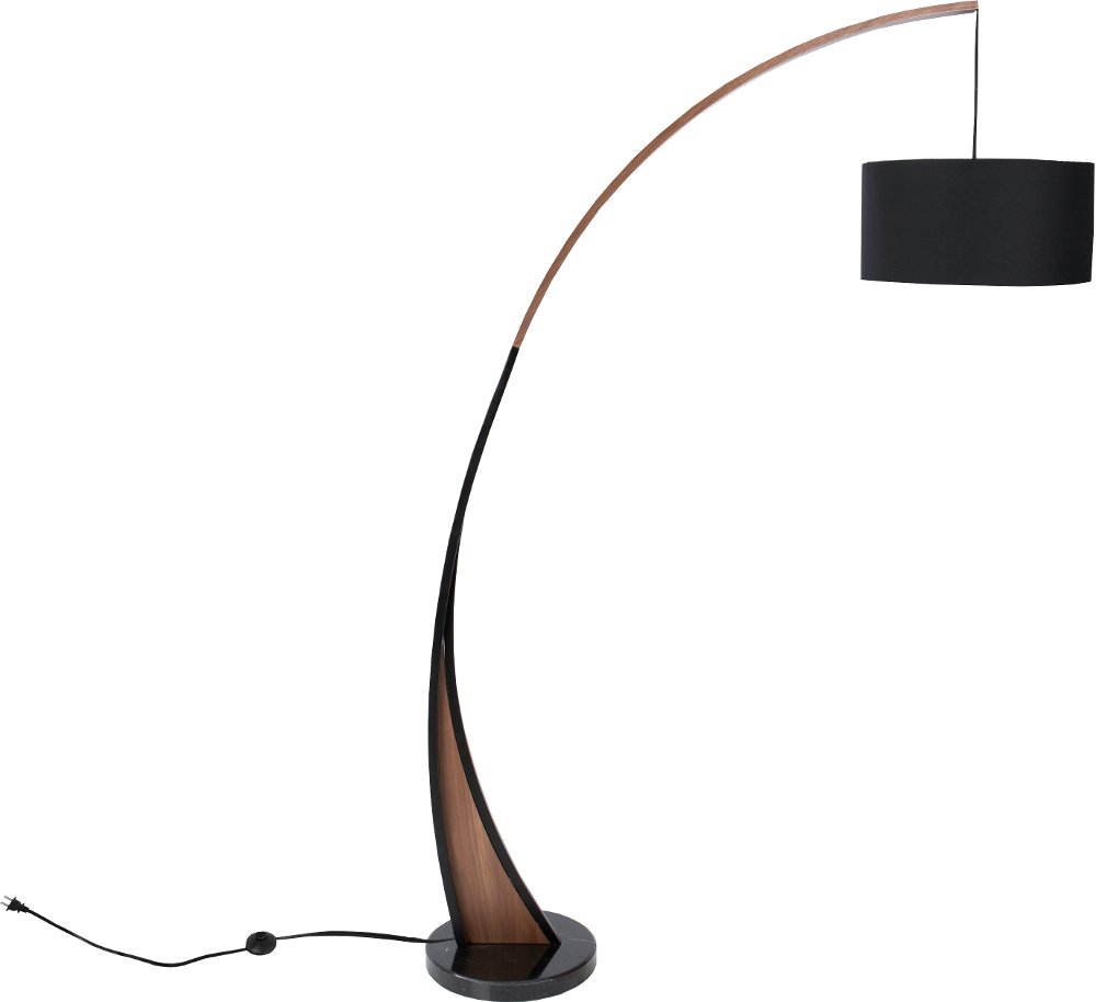 Noah Mid Century Modern Walnut Wood Floor Lamp with Marble Base