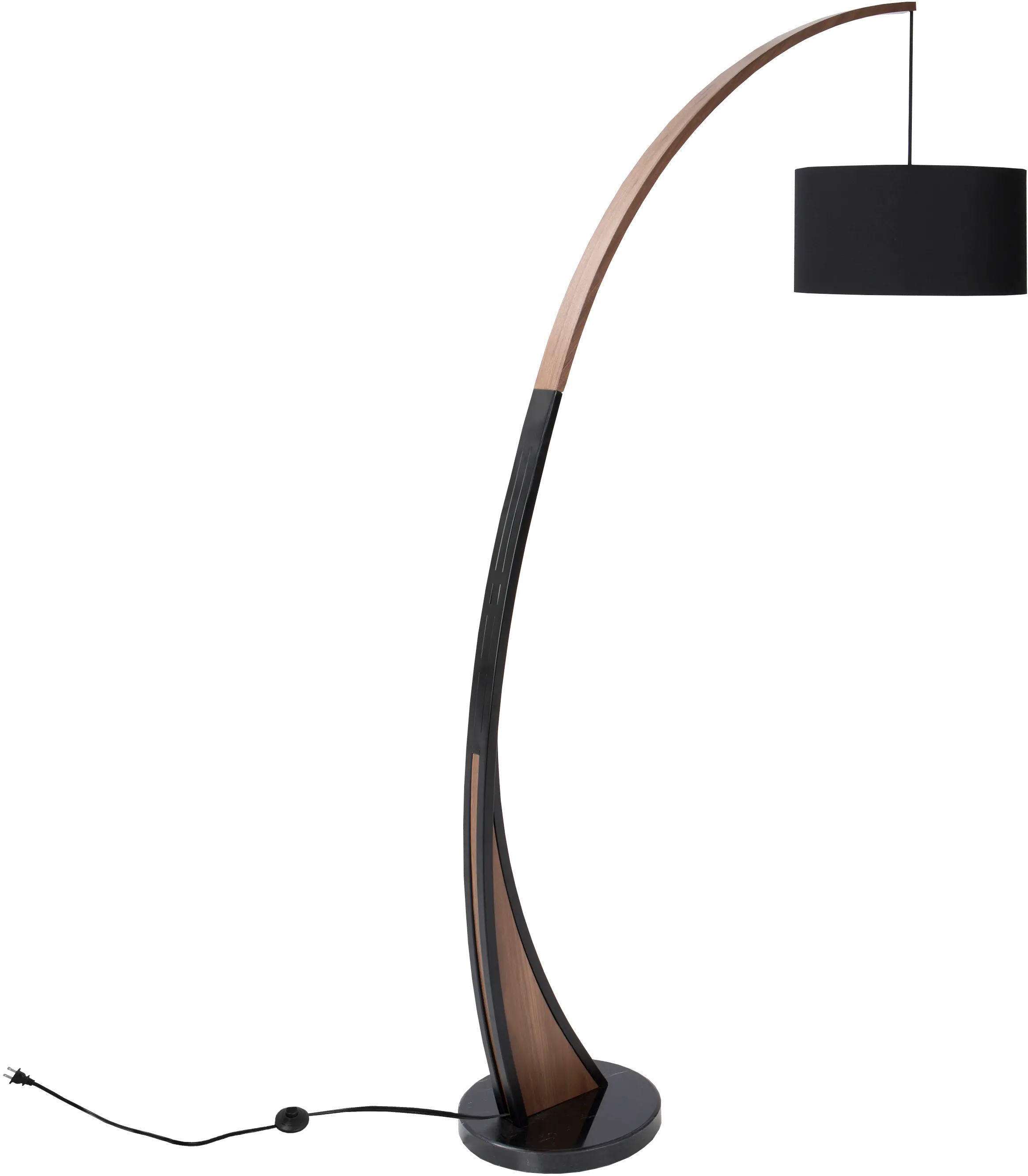 LS-NOAHFL WL+BK Noah Mid Century Modern Walnut Wood Floor Lamp with Marble Base-3