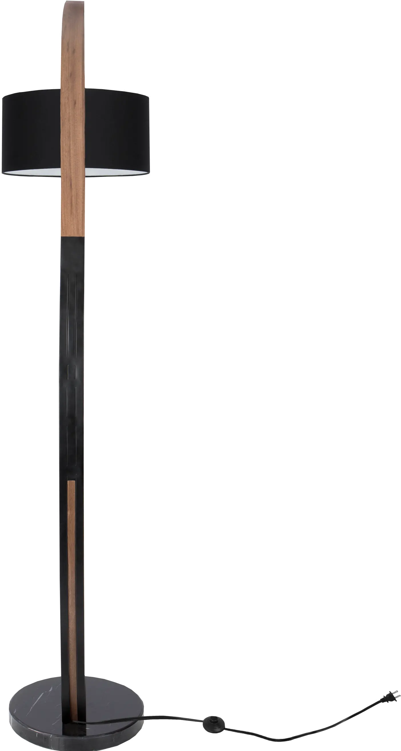 LS-NOAHFL WL+BK Noah Mid Century Modern Walnut Wood Floor Lamp with Marble Base-4