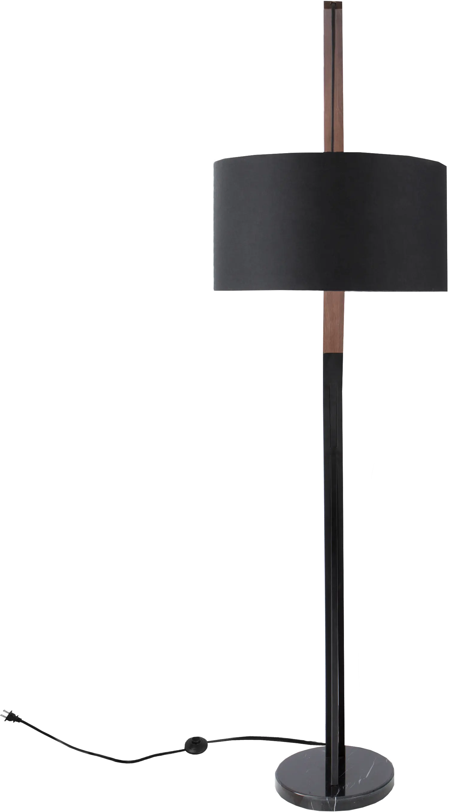 LS-NOAHFL WL+BK Noah Mid Century Modern Walnut Wood Floor Lamp with Marble Base-5