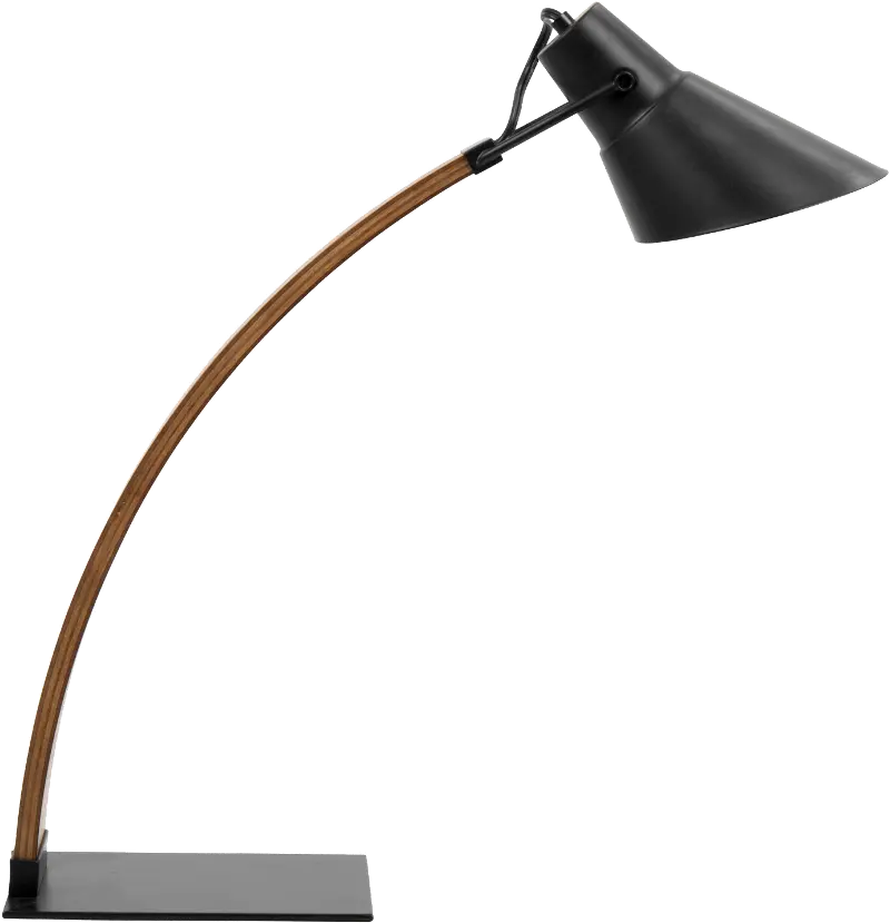 Mid Century Modern Walnut and Black Table Lamp
