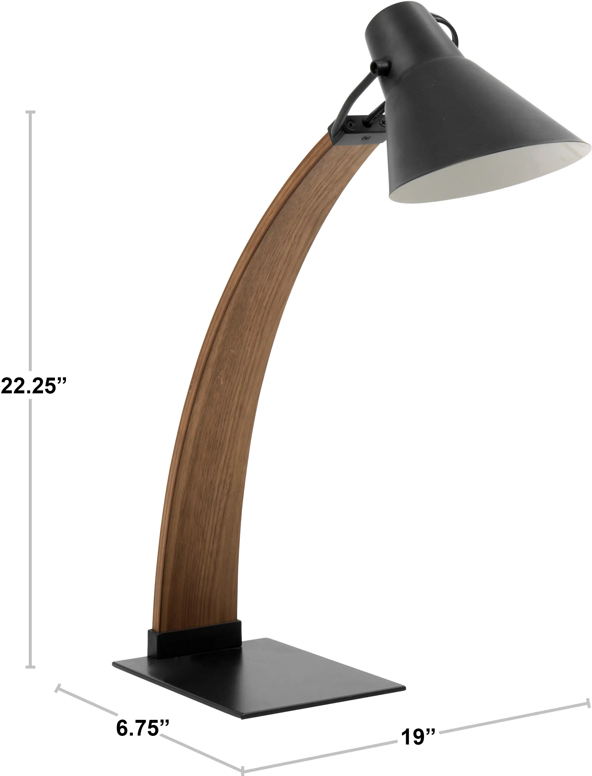 LS-NOAH-WL-BK/LAMP Mid Century Modern Walnut and Black Table Lamp-7