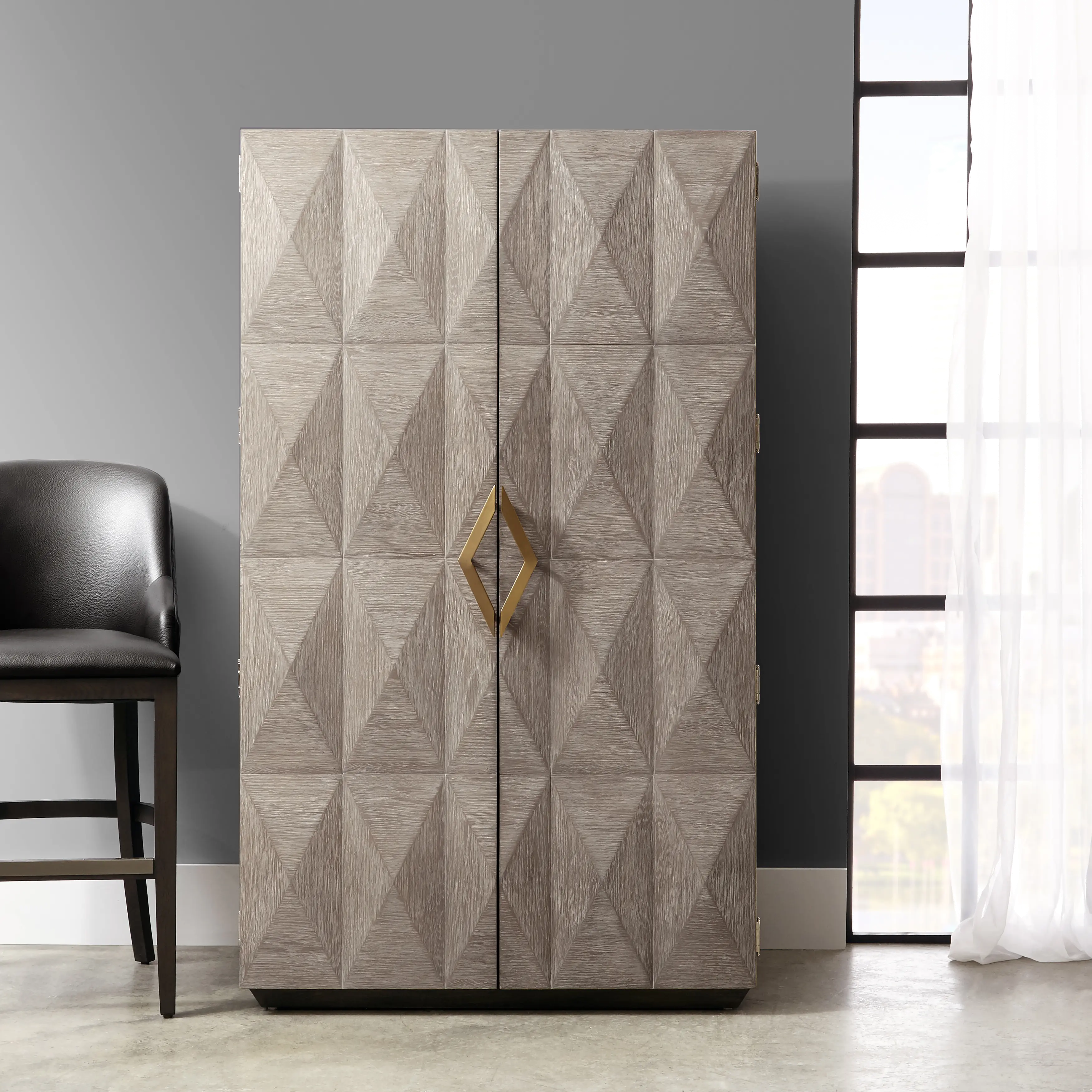 Modern Eclectic Gray Bar Cabinet-2